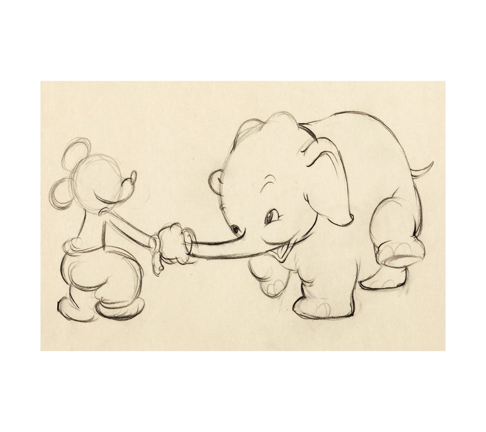 1936 Mickey's Elephant - Mickey and Bobo - Animation Drawing 