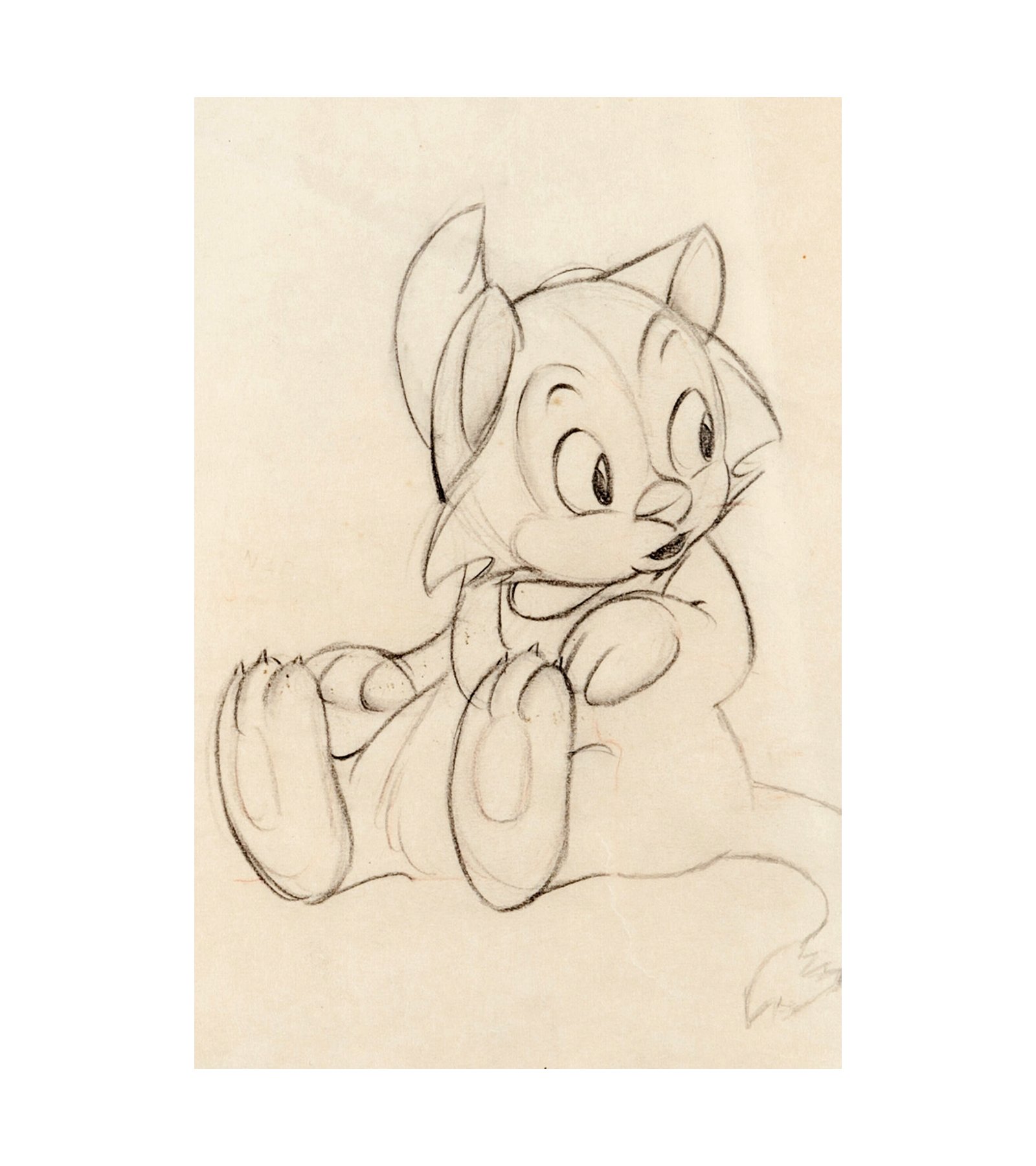 1940 Pinocchio Figaro Animation Drawing 