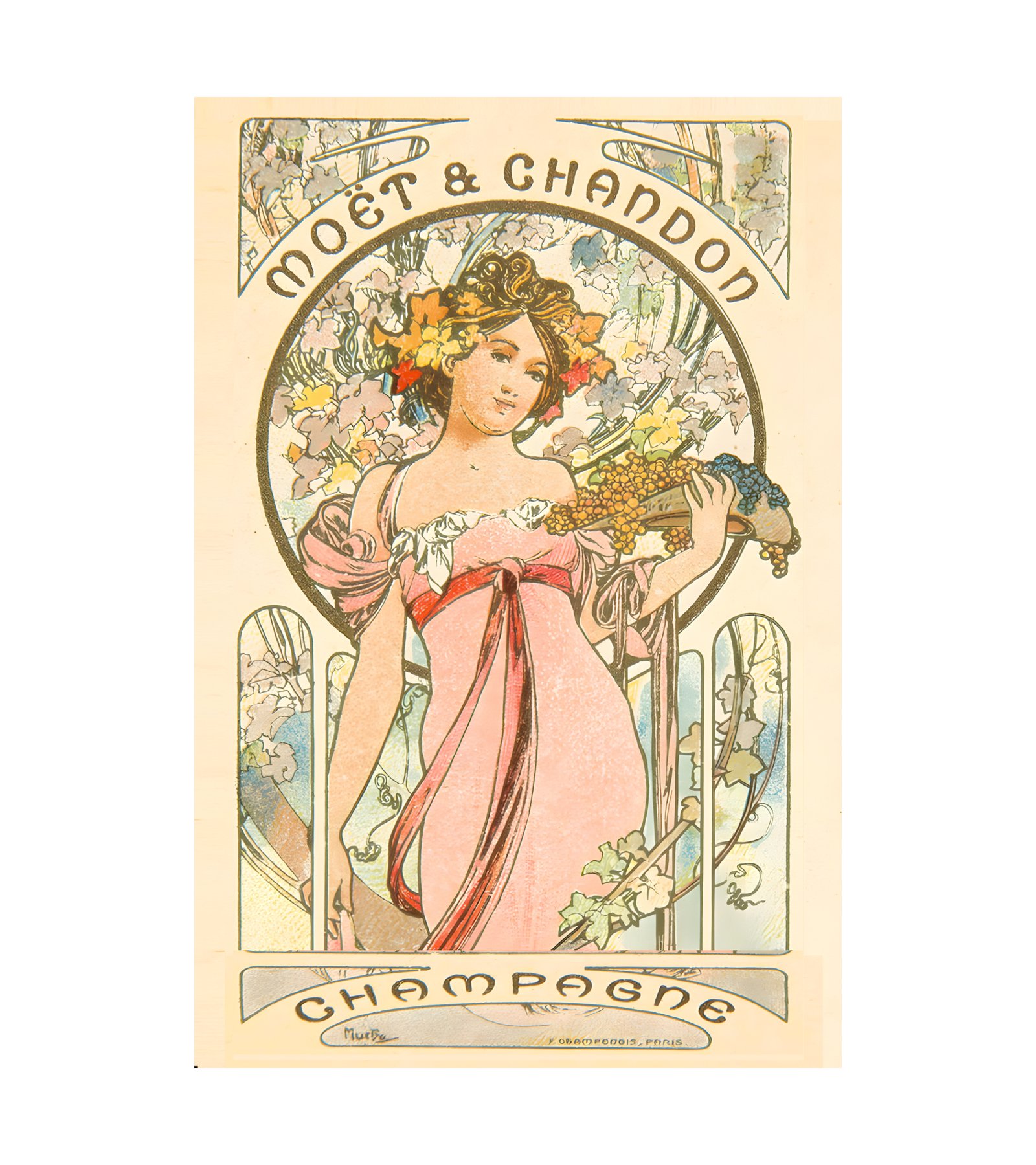 1899 ALPHONSE MUCHA (1860-1939) Menu Card - Imp F. Champenois, Paris 