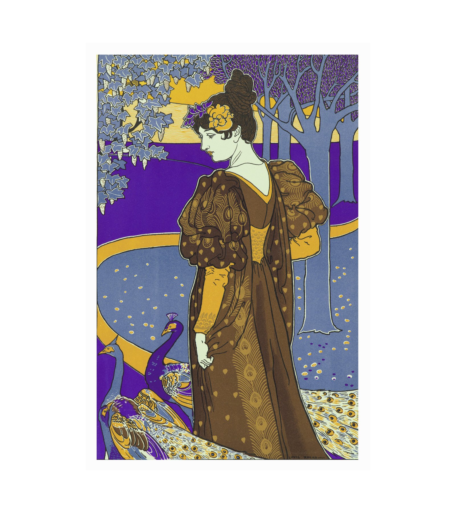1897 Woman with Peacocks (La Femme au Paon) Louis Rhead (American, 1857-1926)