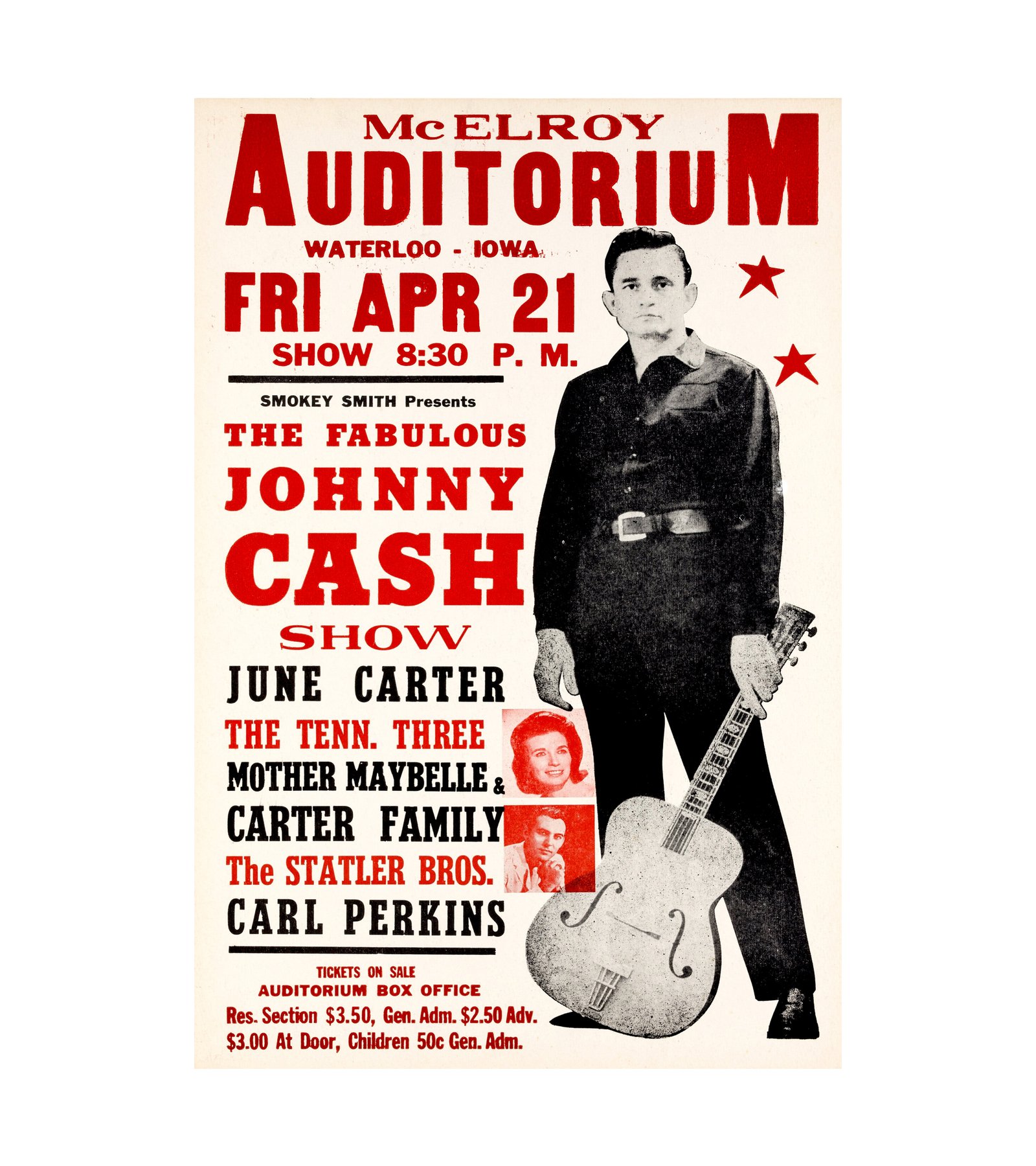 1967 Johnny Cash, June Carter, Carl Perkins Waterloo, IA, Sun Records 
