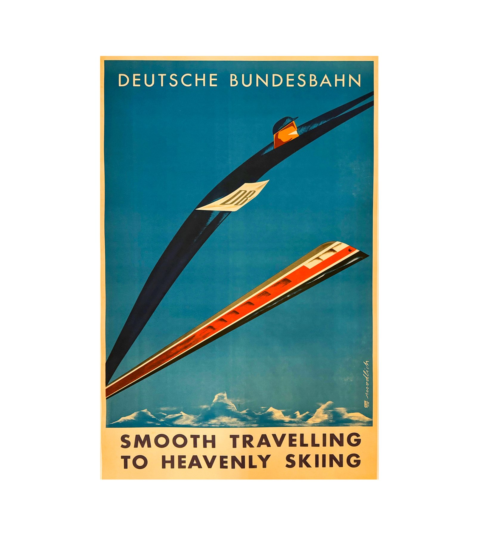 1958 Deutsche Bundesbahn Railway Smooth Traveling to Heavenly Skiing 