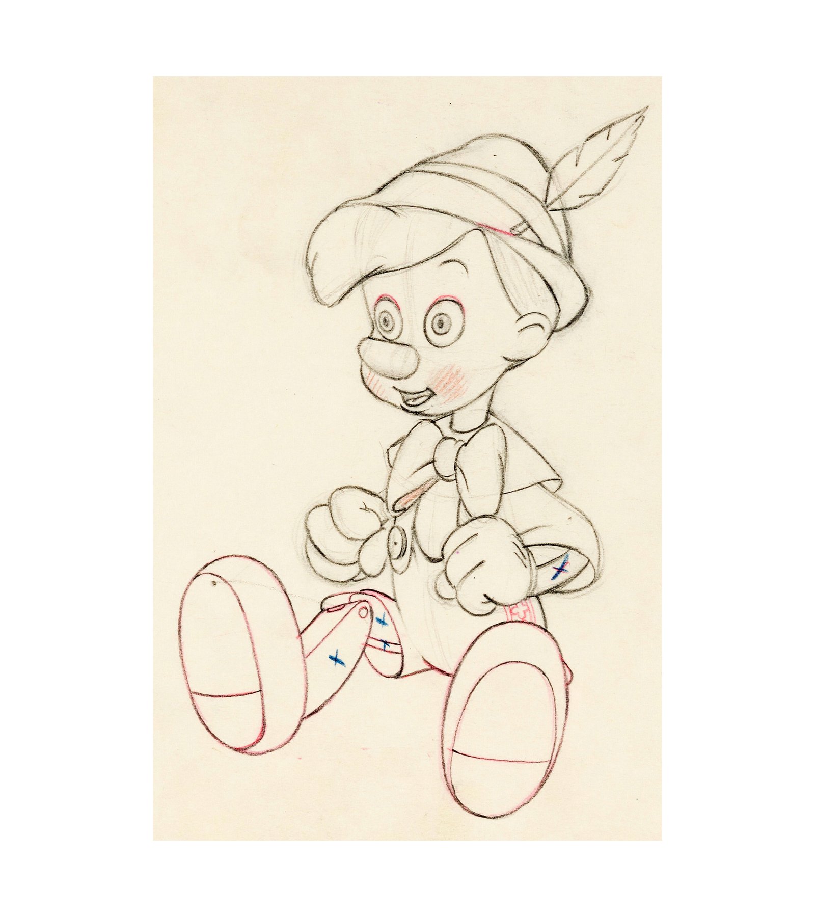 1940 Pinocchio Animation Drawing 