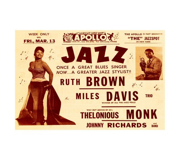  1959 Miles Davis, Thelonious Monk, Ruth Brown Apollo Theater 