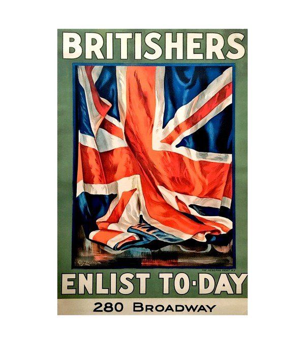 1917 Britishers, enlist today, British Flag,WWI 