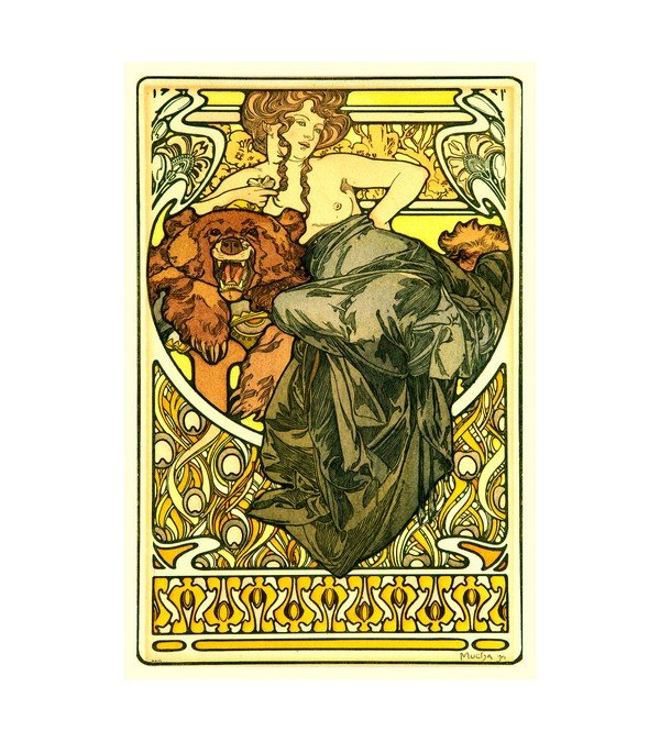 1901 Women and Bear - Alphonse Mucha