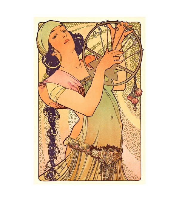 1896 Gypsie with Harp Alphonse Mucha