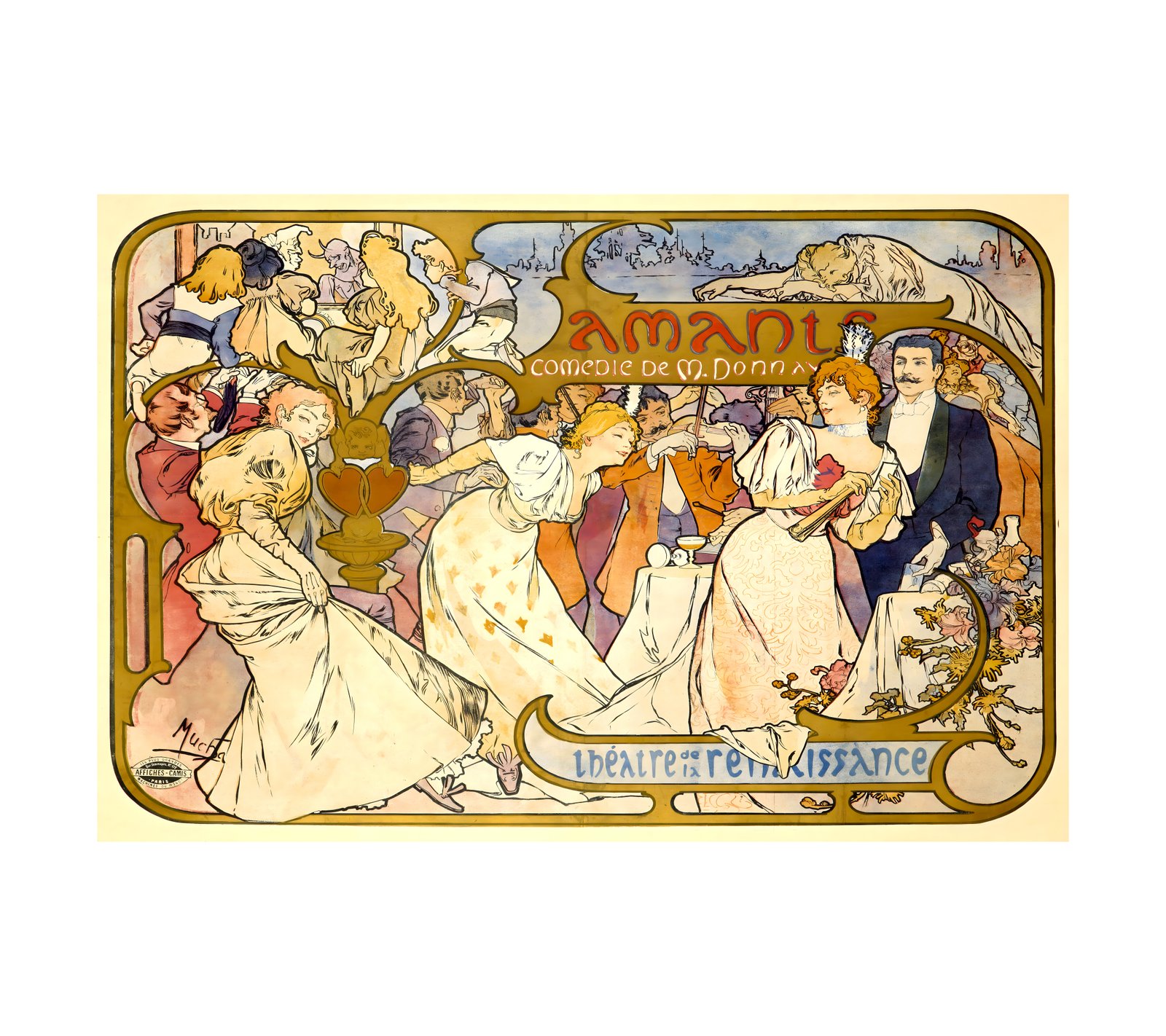 1895 ALPHONSE MUCHA - Amants Affiches Camis, Paris 