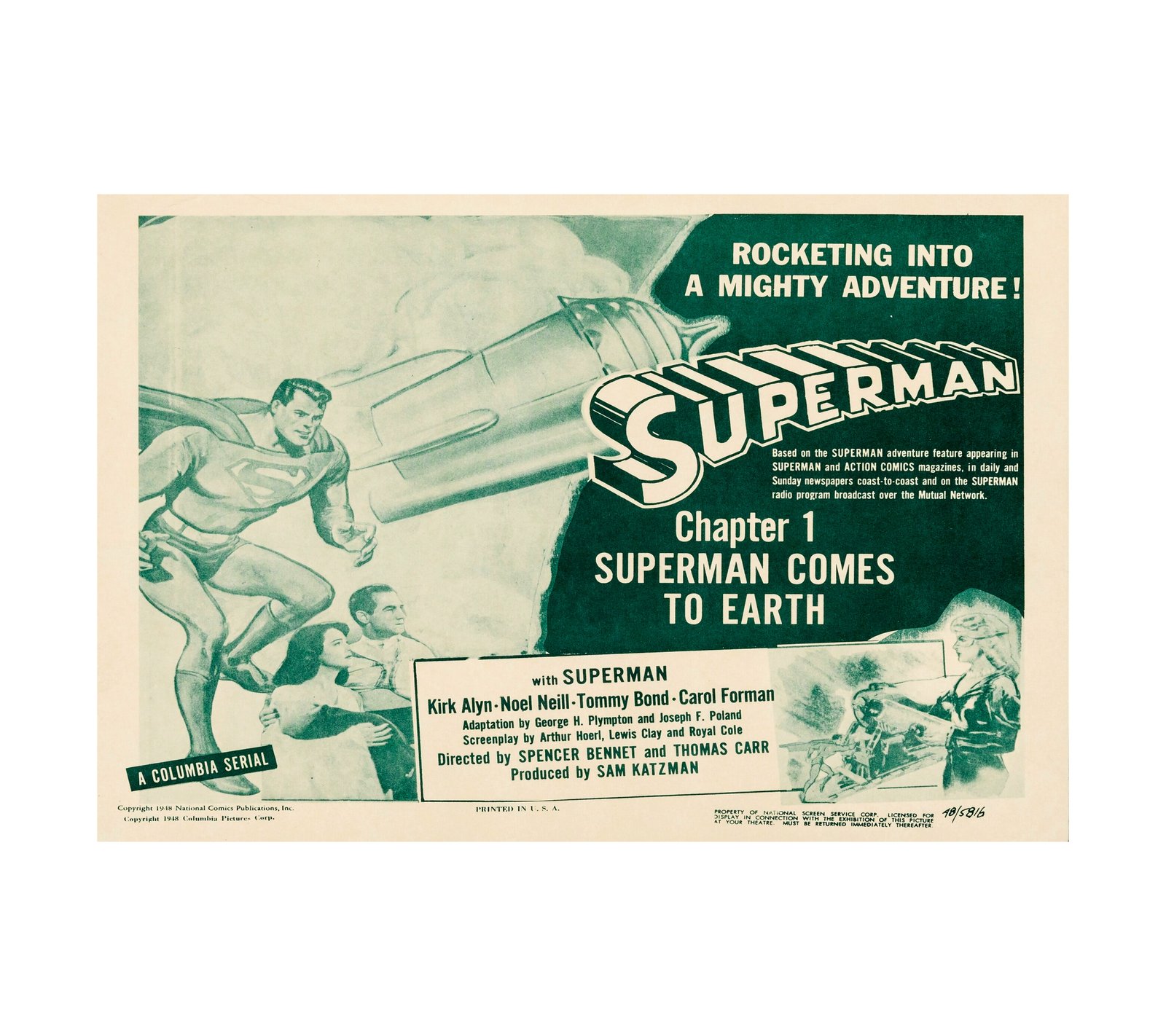 1948 SUPERMAN Chapter 1, Superman Comes To Earth 
