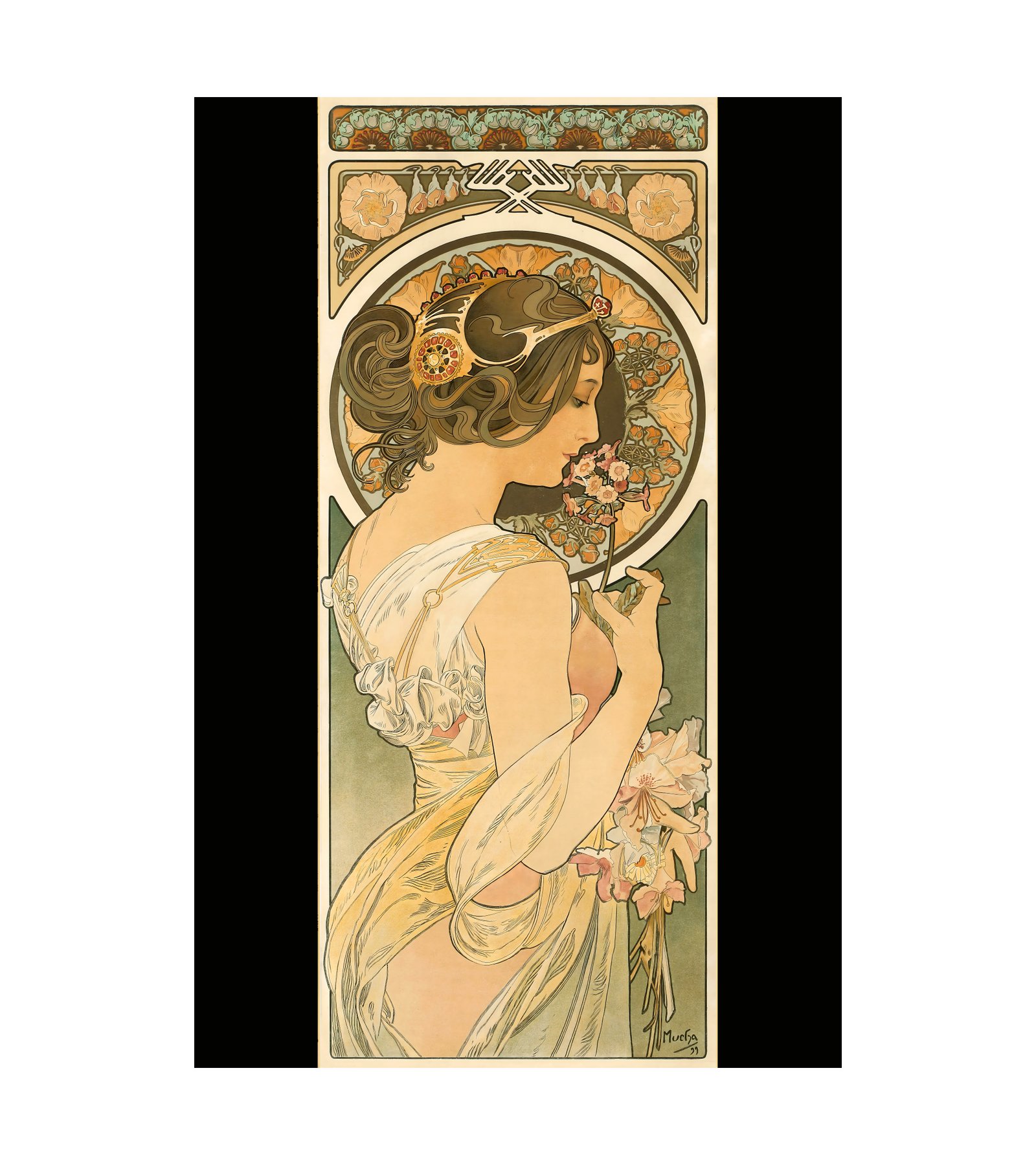 1889 ALPHONSE MUCHA (Art Nouveau) Plume et Primevere - Imp. F. Champenois, Paris 