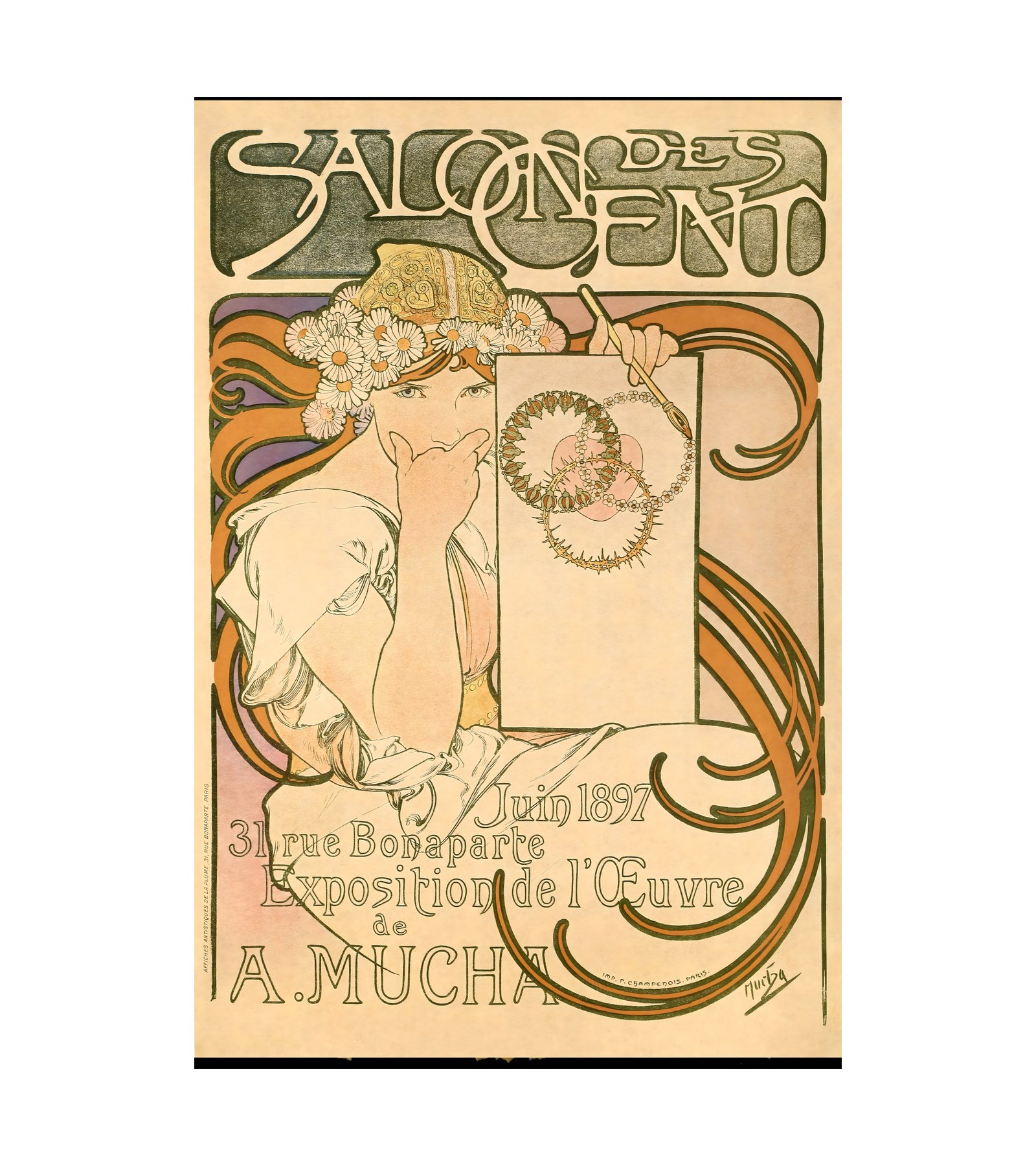 1897 ALPHONSE MUCHA (1860-1939) Salon des Cent - A. Mucha - Imp. F. Champenois, Paris 