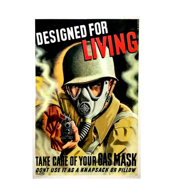 1944 GAS MASK - DESIGNED FOR LIVING WWII 