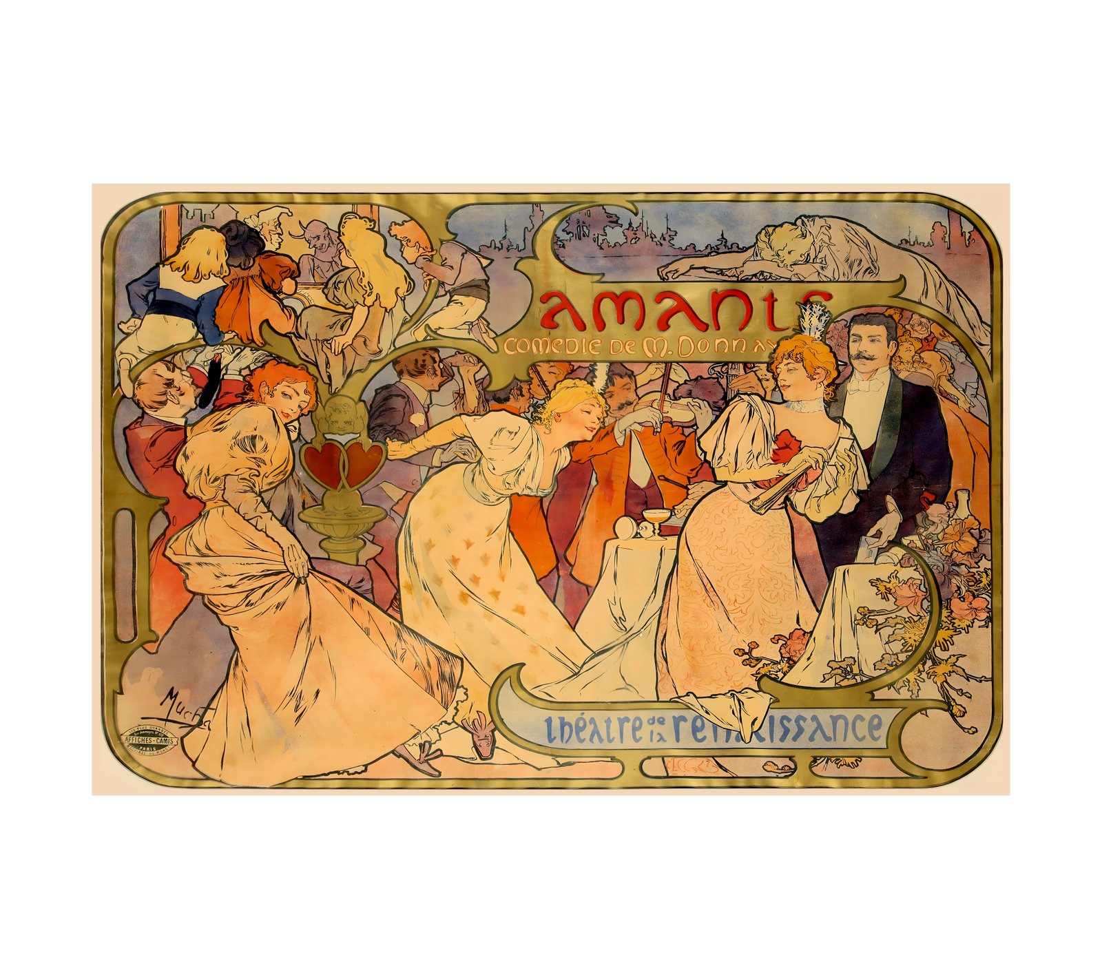 1895 ALPHONSE MUCHA (Art Nouveau) 1860-1939) Empty heading Amants Affiches Camis, Paris 