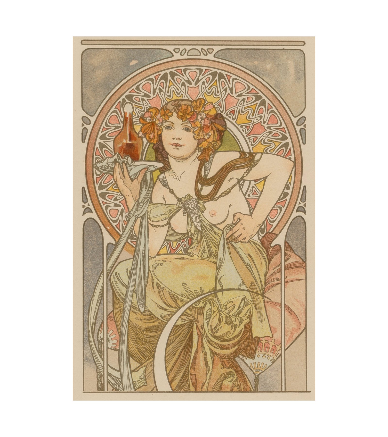 1902 ALPHONSE MUCHA (1860-1939) Alcohol Ad - Imp. F. Champenois, Paris 