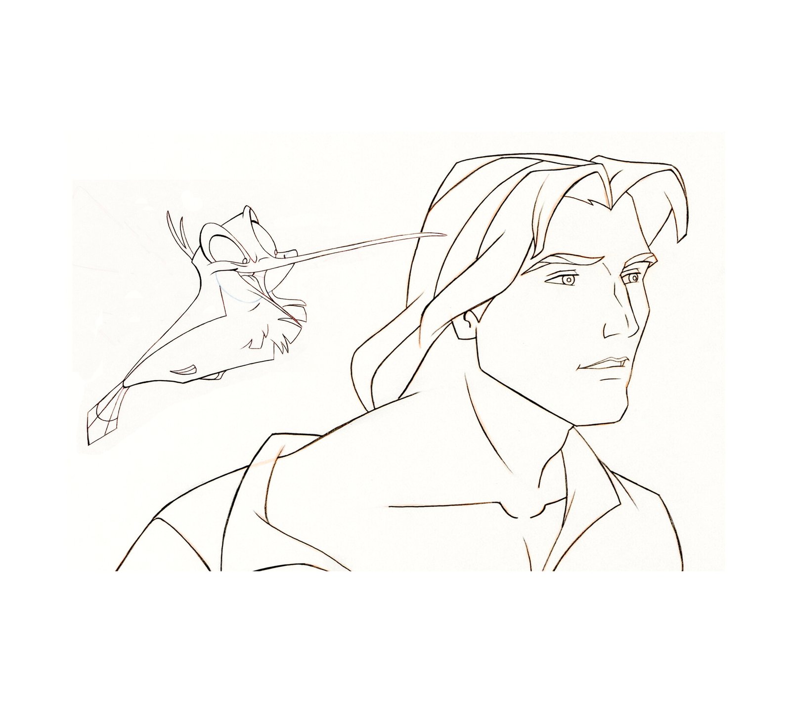 1995 Pocahontas - John Smith and Flit Animation Drawing 