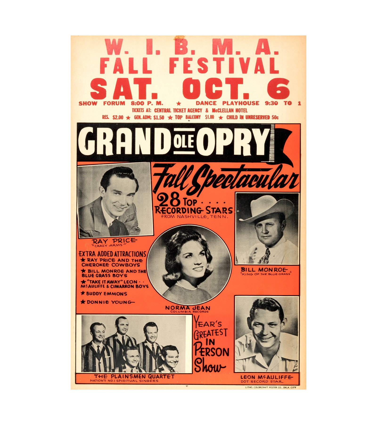 1962 Ray Price, Bill Monroe Wichita, KS, Country 