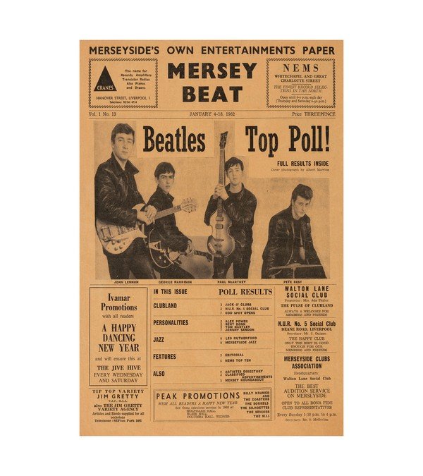【ザ・ビートルズ MERSEY BEAT記念ポスター4枚セット】 1962 The Beatles - Mersey Beat (UK) | postersalon.com
