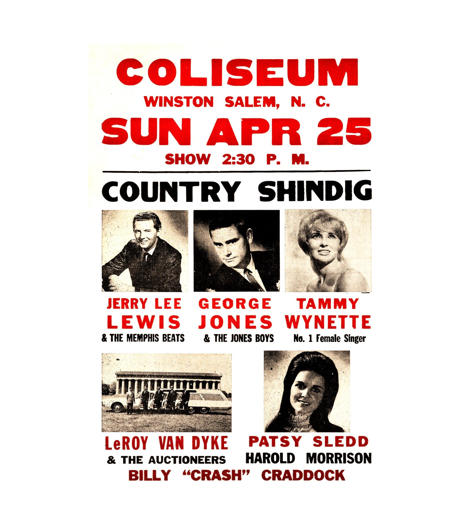 1971 Jerry Lee Lewis, George Jones, Tammy Wynette - Winston-Salem, NC 