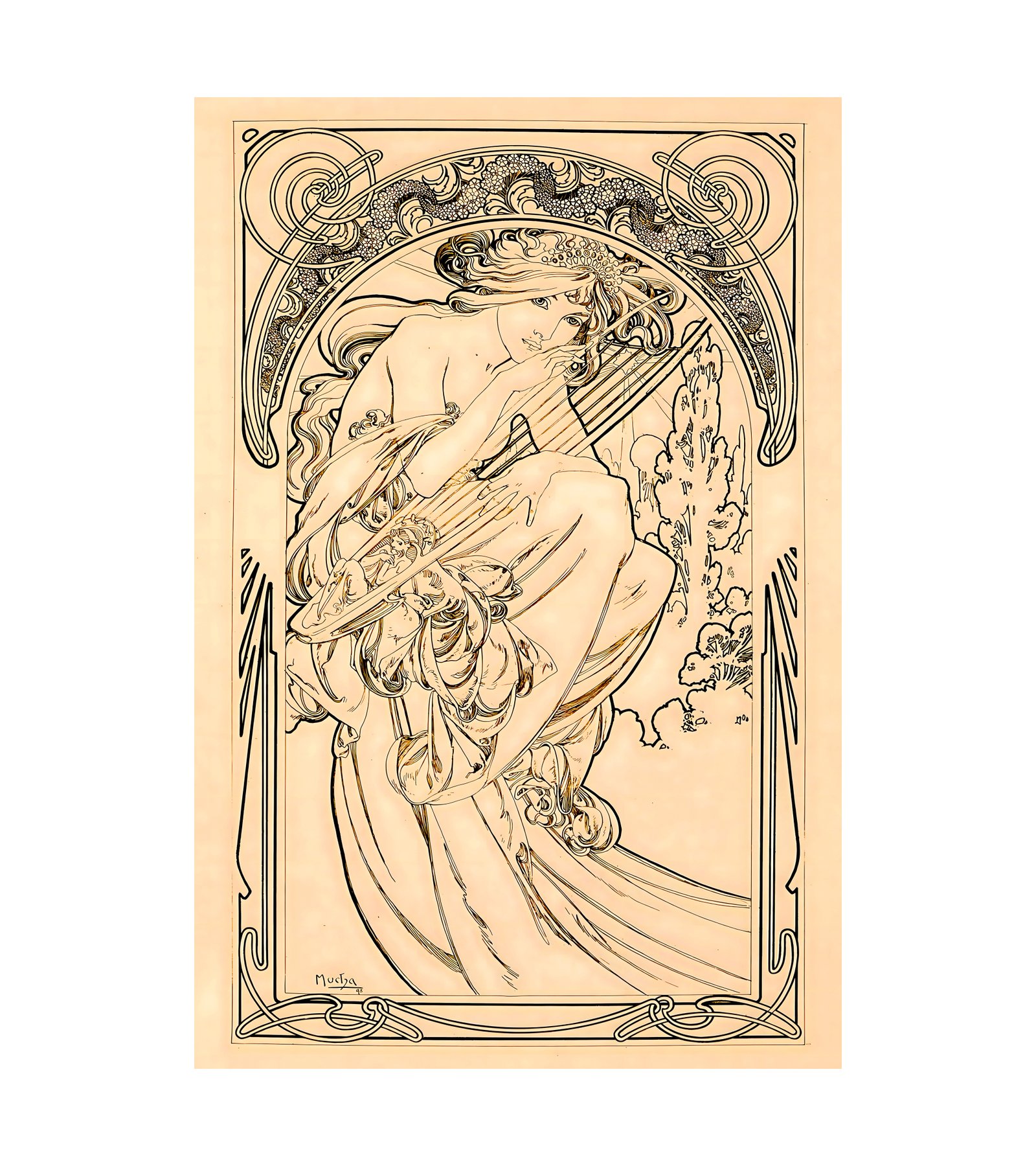1898 ALPHONSE MUCHA - Allegorie a la musique - Imp. F. Champenois, Paris 
