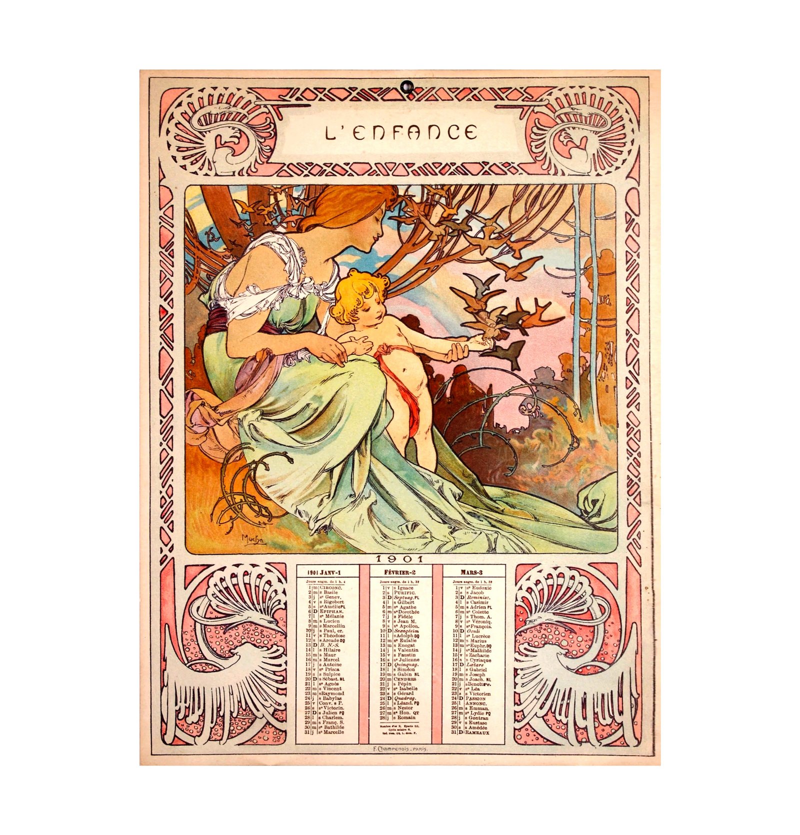 1901 L'Enfance Childhood Alphonse Mucha