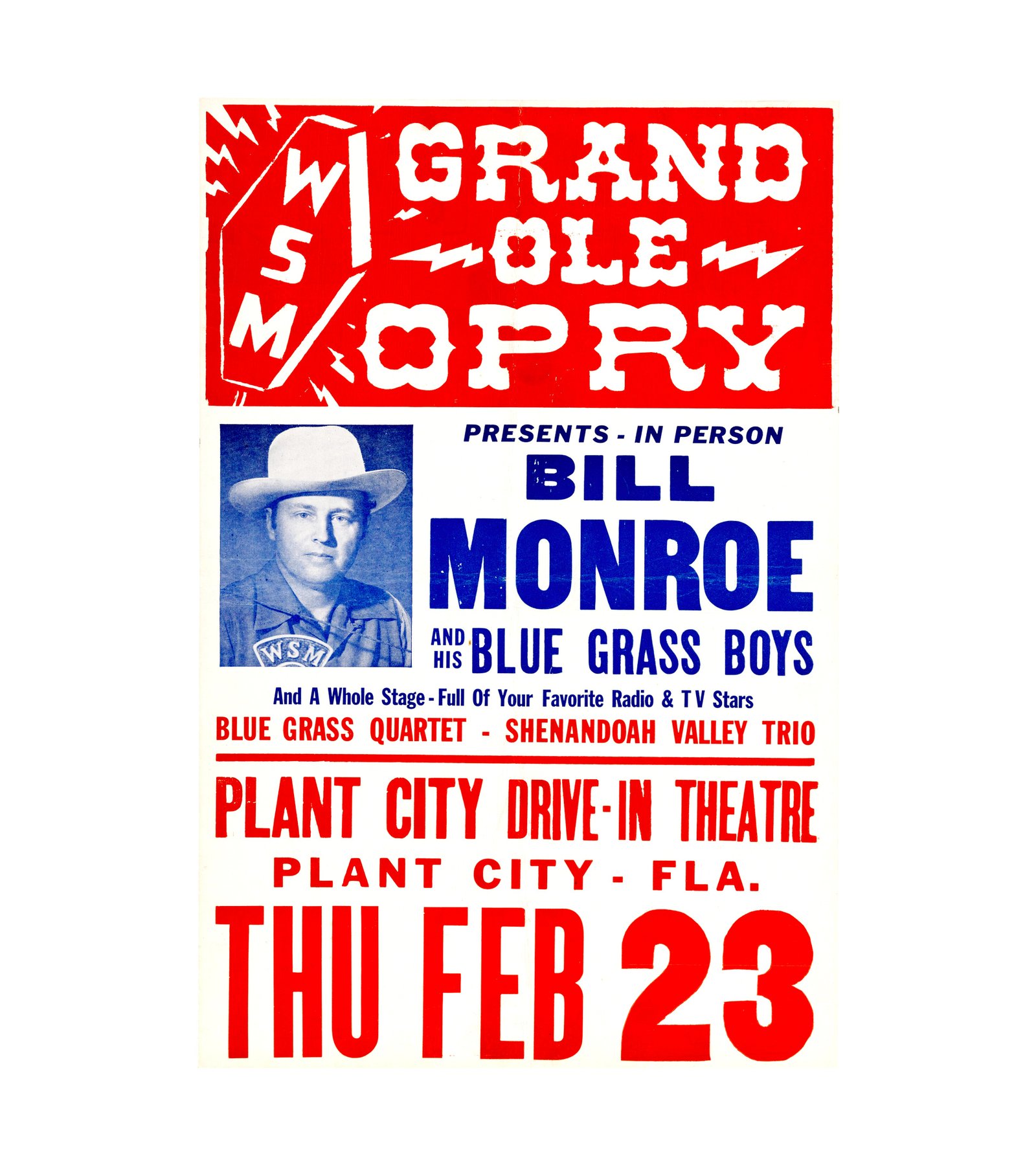 1955 Bill Monroe & His Blue Grass Boys Plant City Drive-In Theatre 