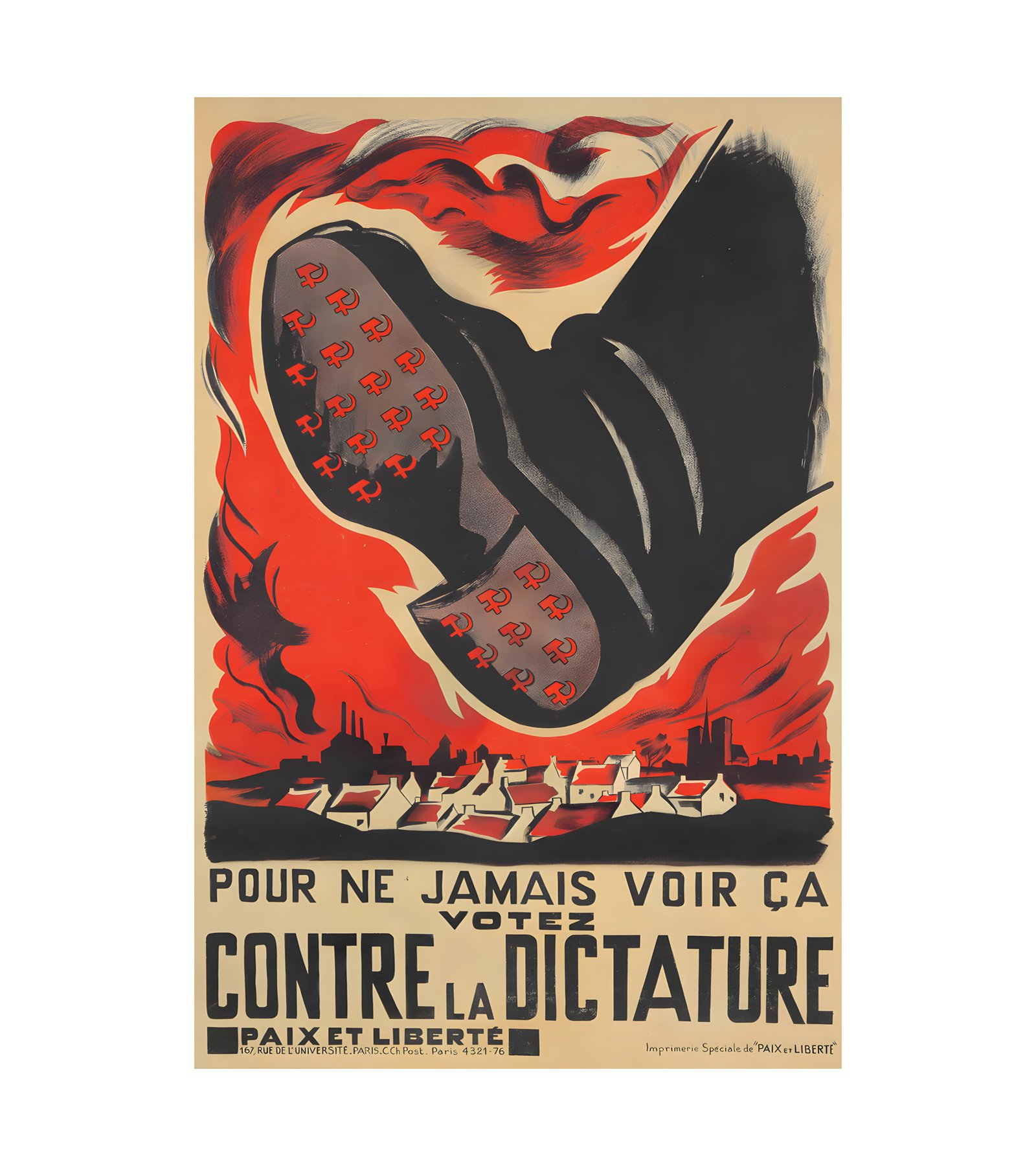 1945 Votez Contre La Dictature - Imp. (Paix et Liberte) Paris 