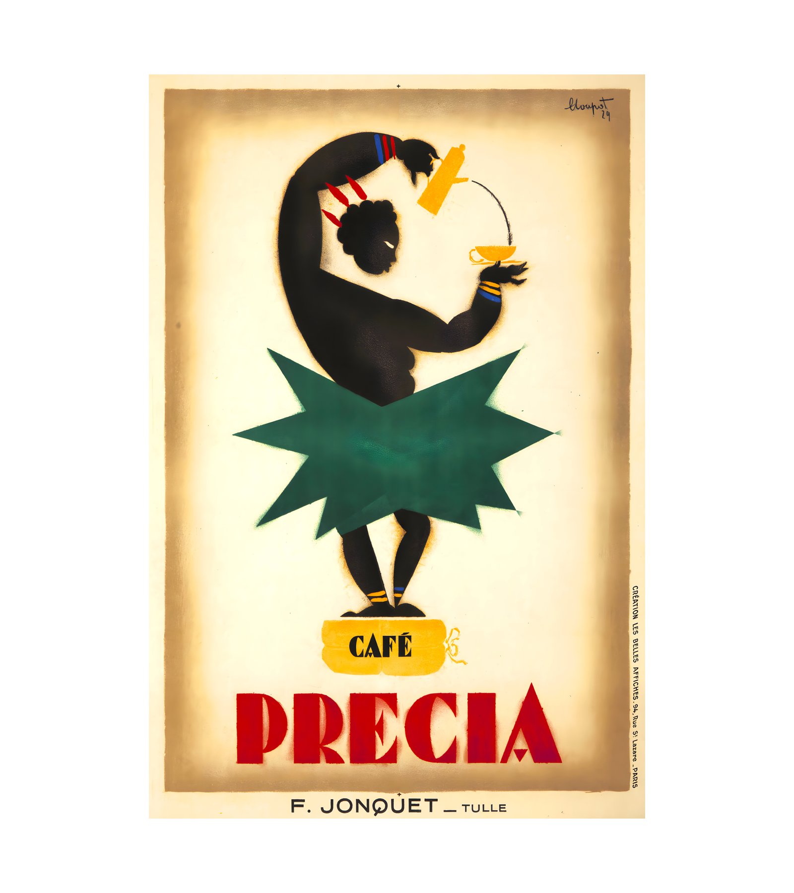 1921 Cafe Precia Les Belles Affiches, Paris 