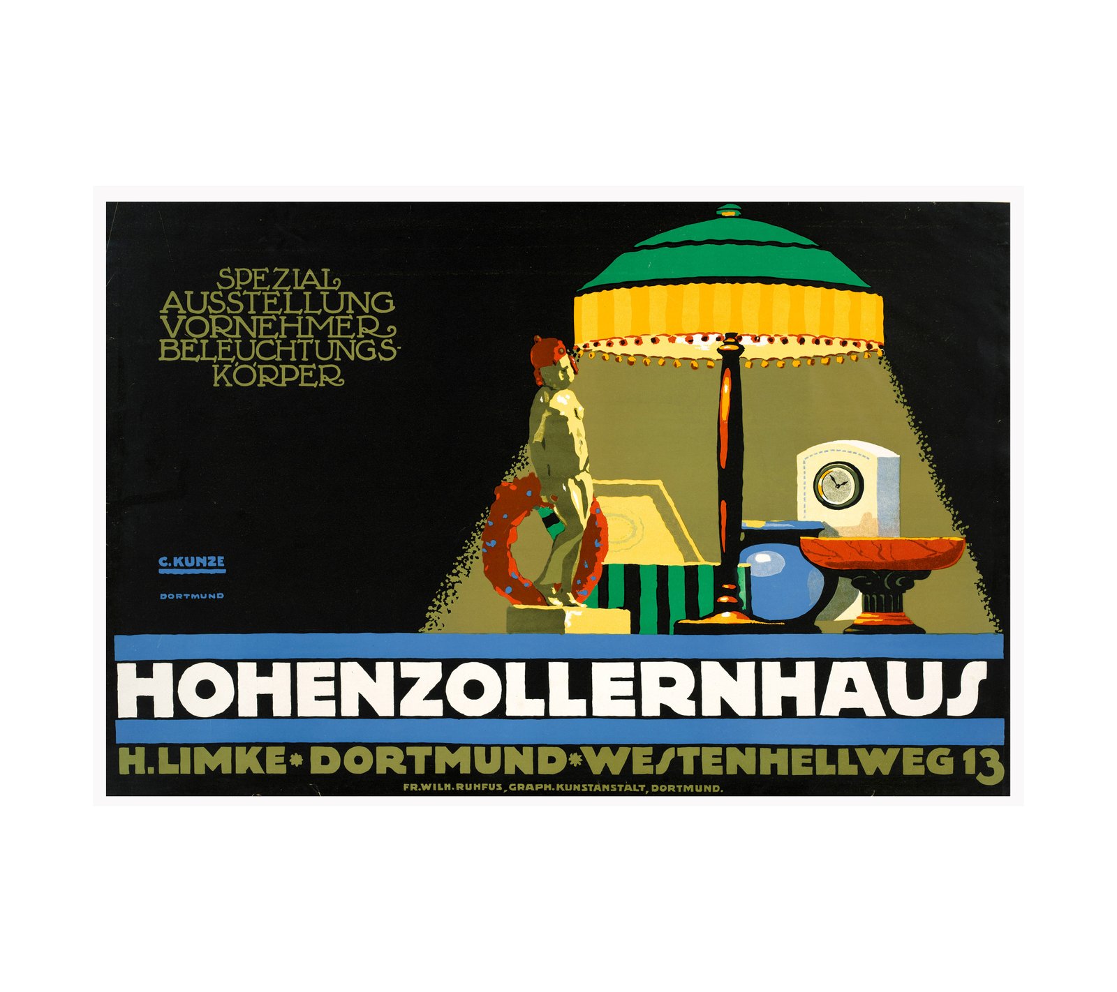 1915 Spezialausst. Vornehmer Beleuchtungskorper. Hohenzollernhaus, Dortmund, H. Limke