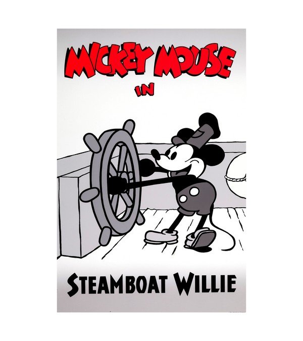 1990 Disneyland - Mickey Mouse in Steamboat Willie (Disneyland Attraction Poster) 