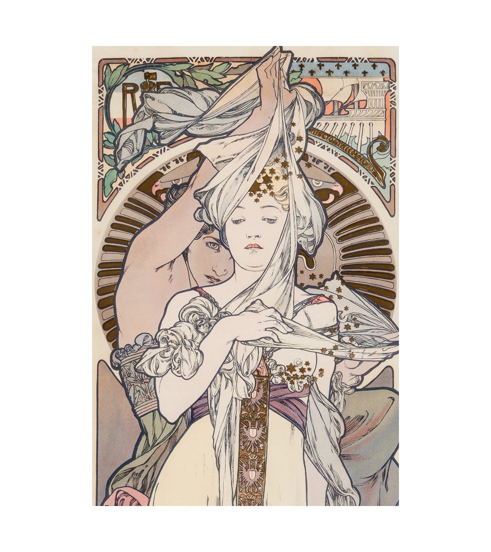 1902 Seated Woman, Plate No. 48, Documents Decoratifs portfolio (Art Nouveau) Alphonse Mucha 