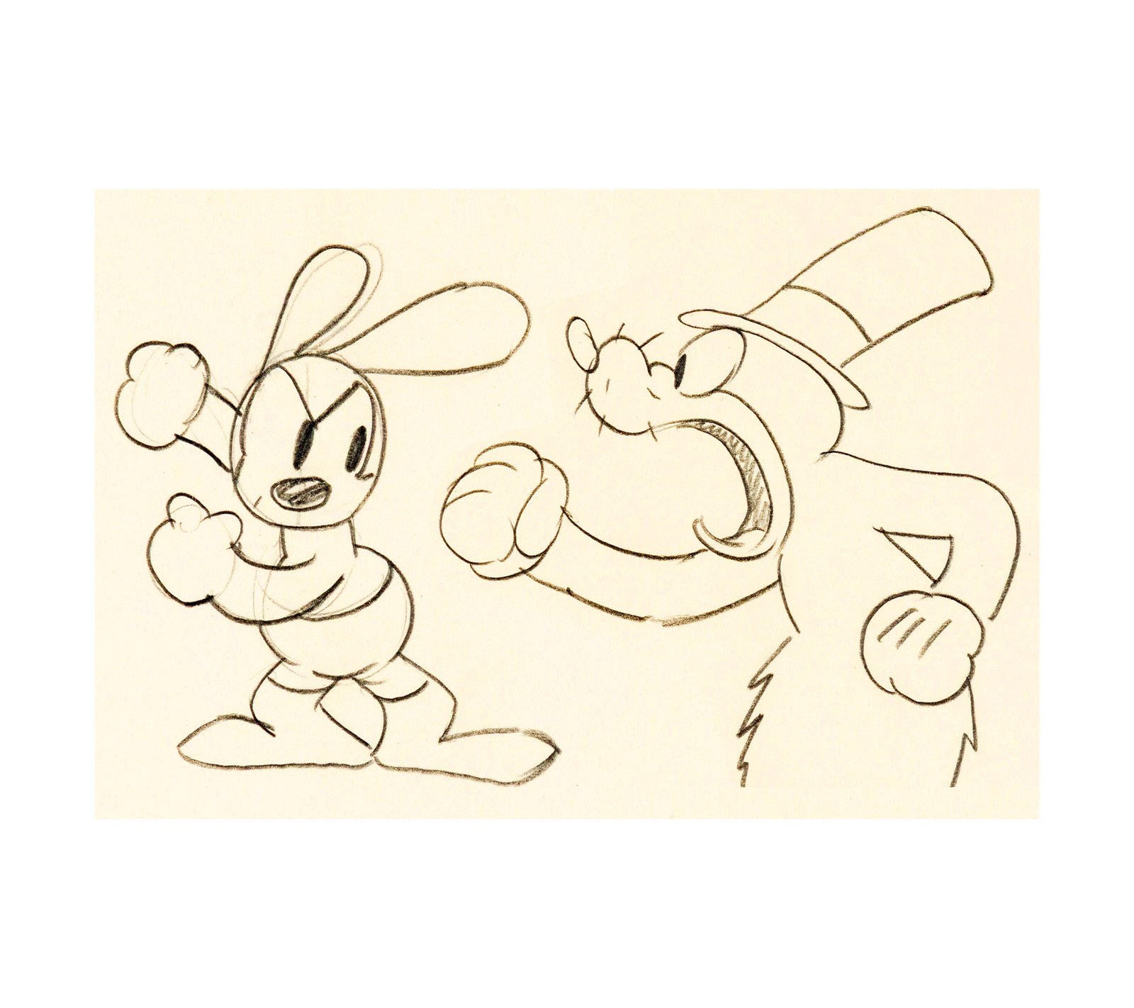 1928 Oswald and Bad Pete Animation Drawing 