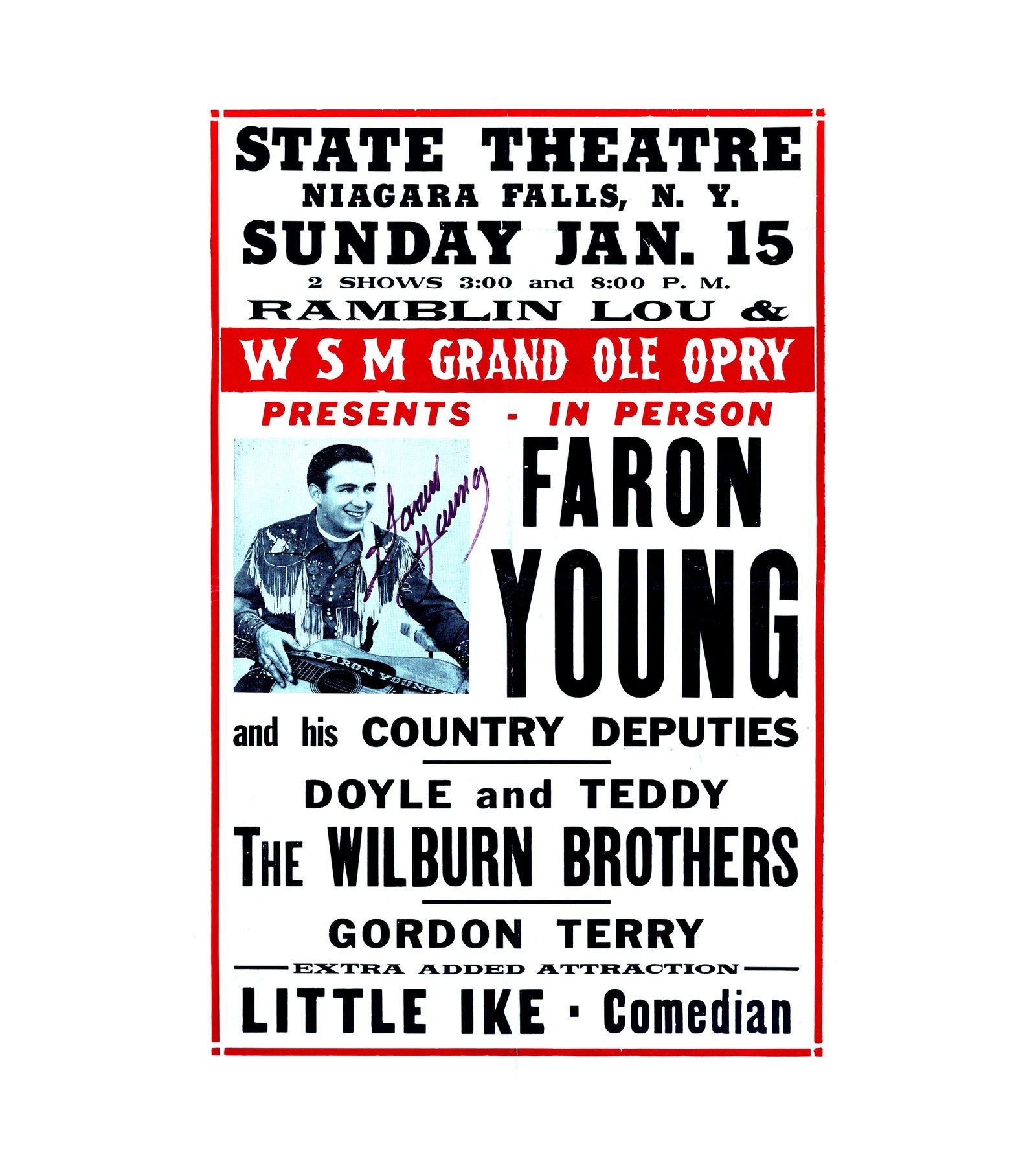 1956 Faron Young And His Country Deputies Signed State Theatre 