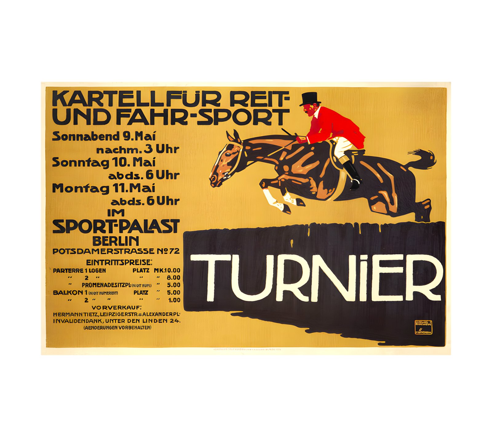 1913 LUDWIG HOHLWEIN - Turnier Vereinigte Druckereien & Kunstanstalten, Munchen 