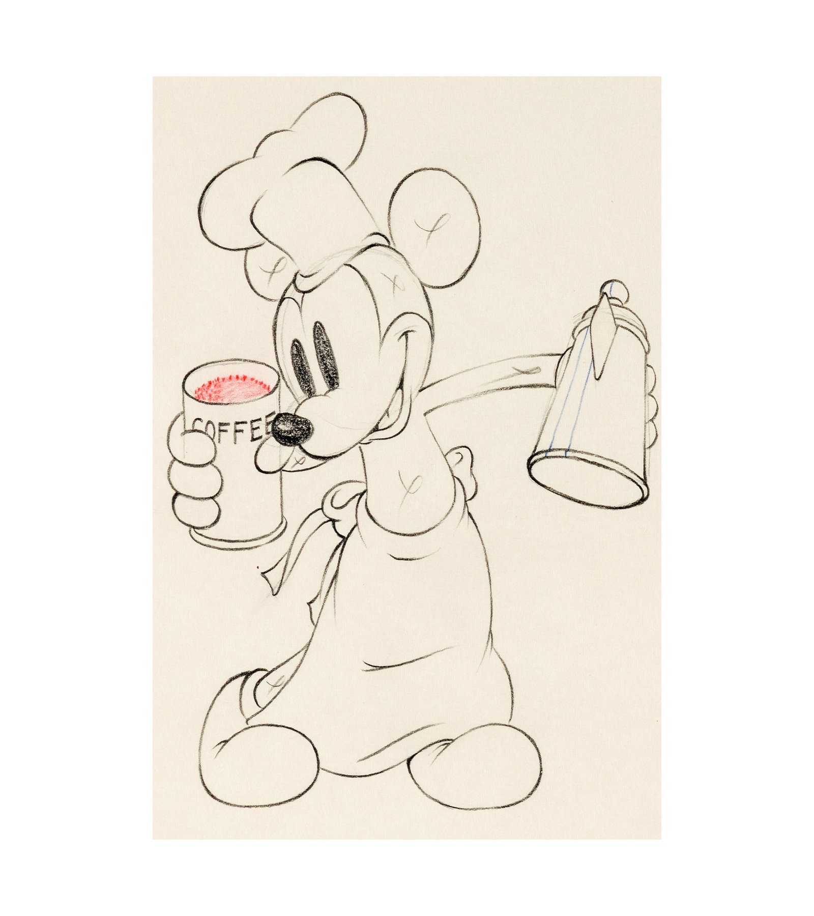 1938 Mickey's Trailer Mickey Mouse Animation Drawing 