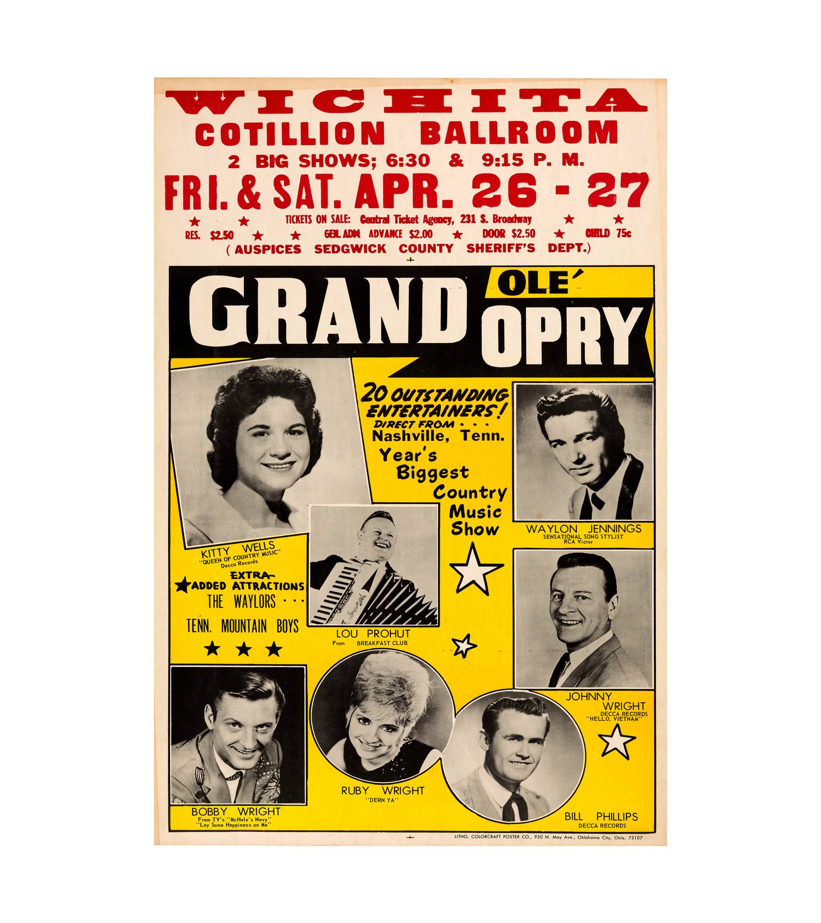 1963 Waylon Jennings Grand Ole Opry Wichita Cotillion Ballroom 