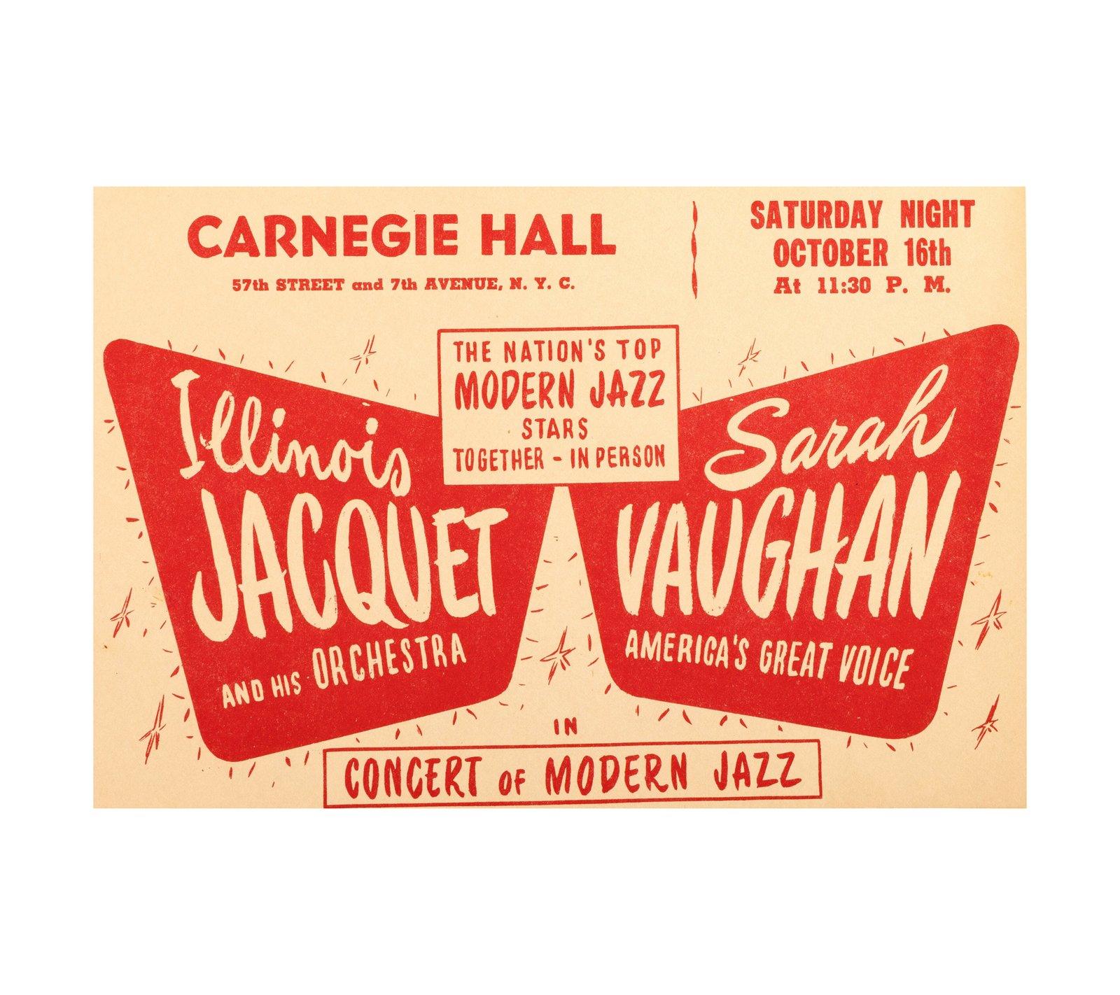 1948 Sarah Vaughan, Illinois Jacquet Carnegie Hall, New York, Jazz 