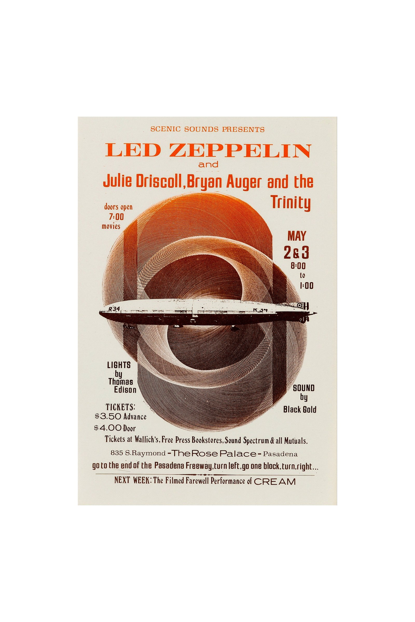 1969 Led Zeppelin Pasadena Rose Palace