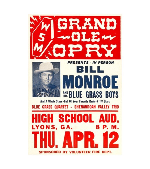 1956 Bill Monroe And The Blue Grass Boys Grand Ole Opry High School Aud, Country 