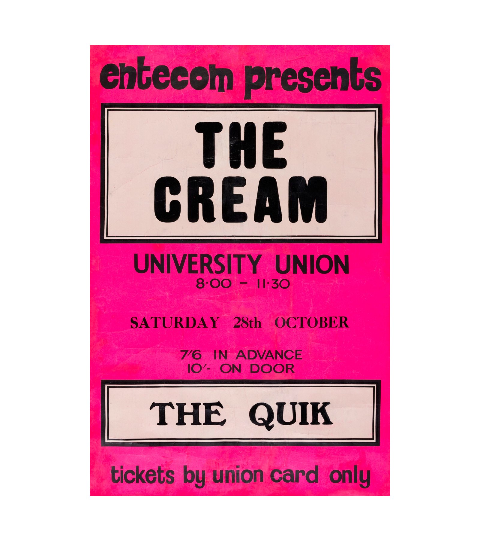 1966 Cream (Eric Clapton) University Union Pre-First Album U.K