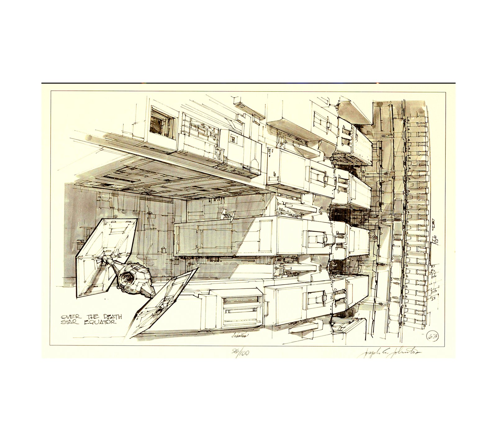 1978 Star Wars - Over the Death Star Equator - Original Concept Sketch 