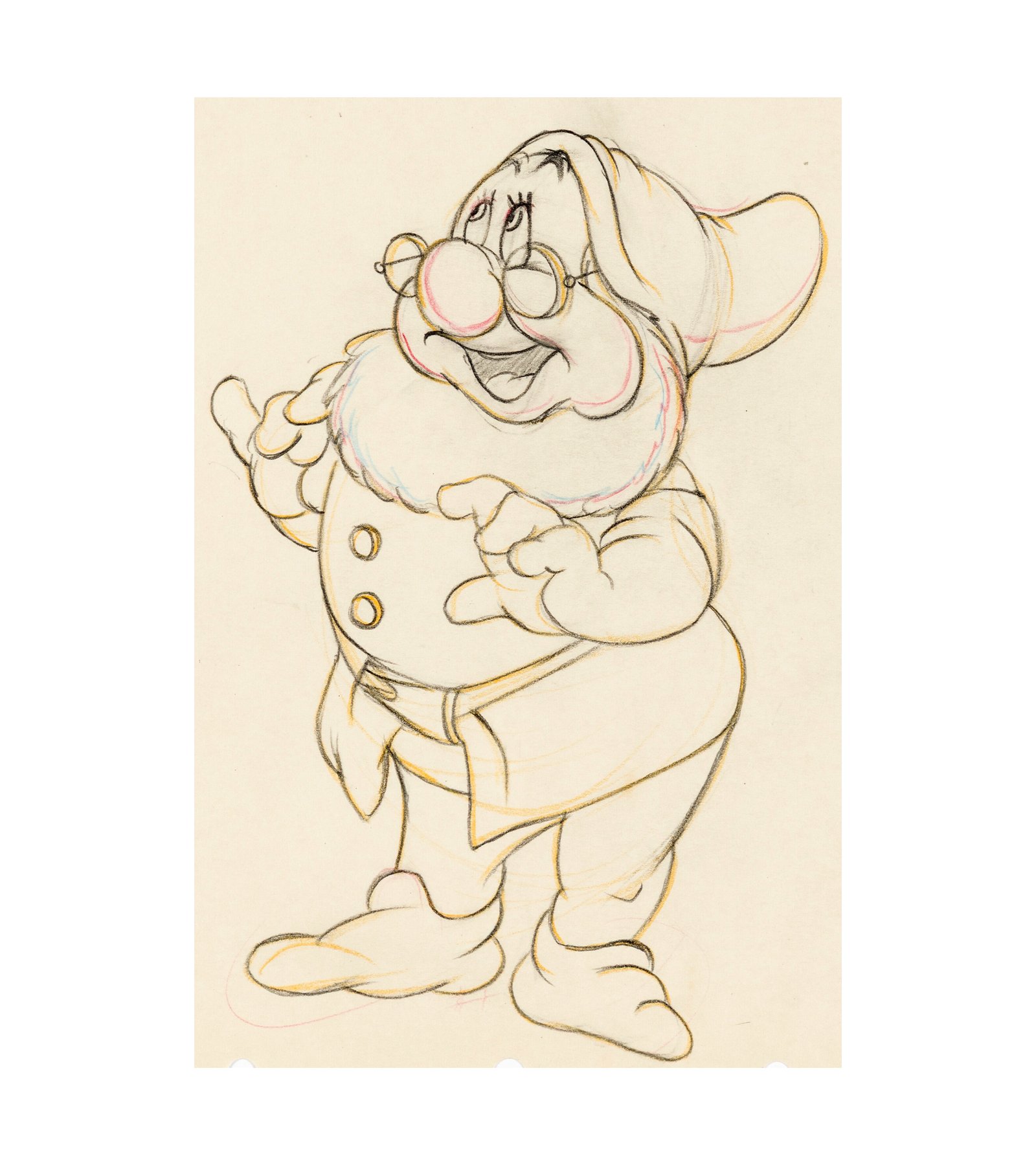 1937 Snow White and the Seven Dwarfs Doc Animation Drawing 