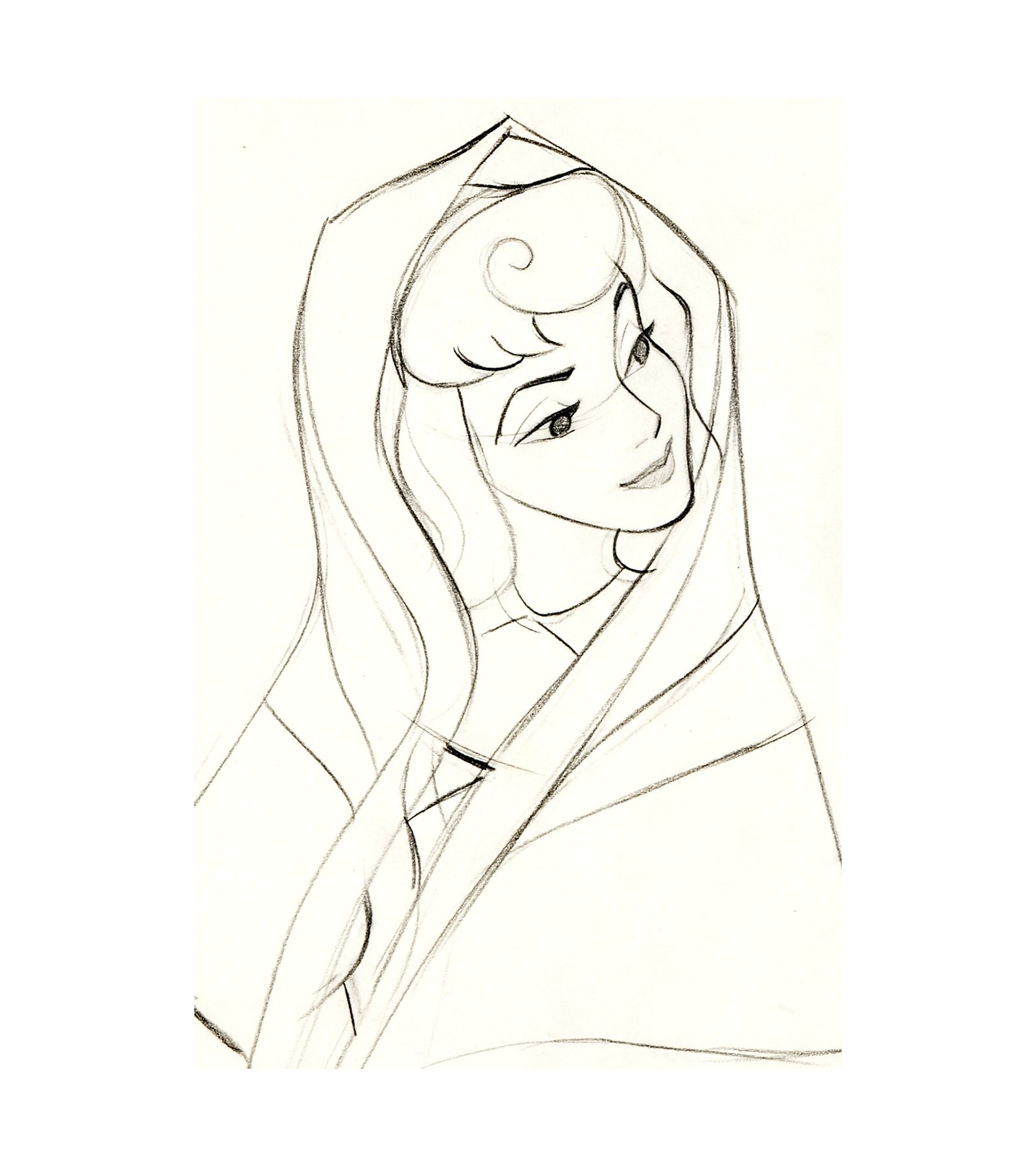 1959 Sleeping Beauty Briar Rose Animation Drawing 