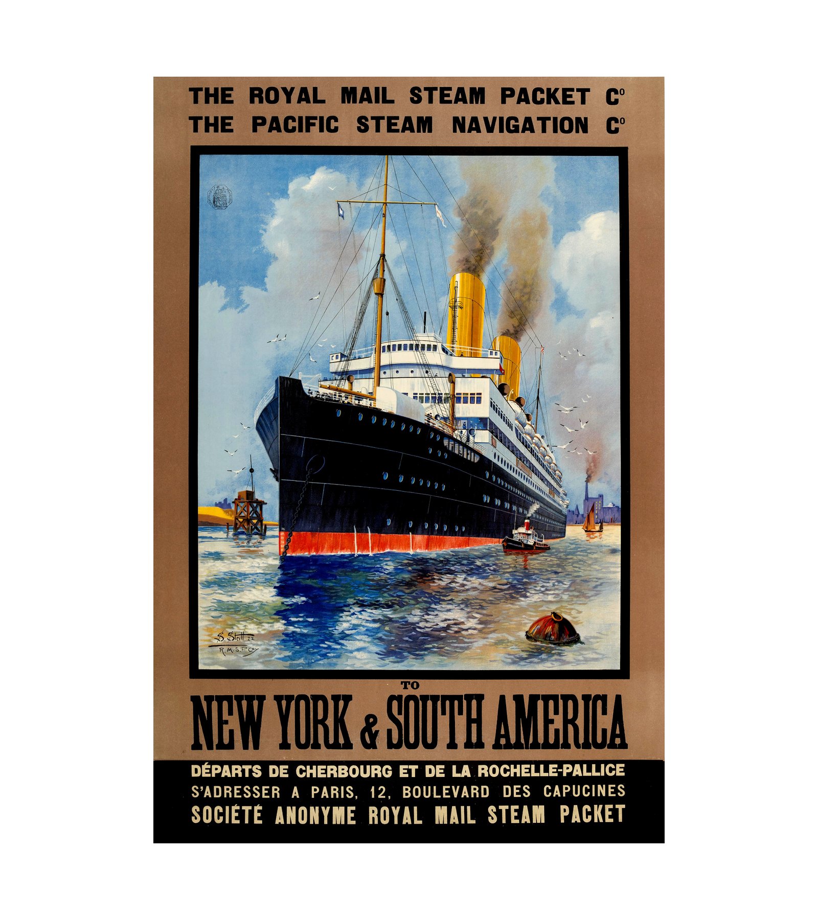 1910 S. STOTT to NEW YORK & SOUTH AMERICA. ROYAL MAIL STEAM PACKET Co. PACIFIC STEAM NAVIGATION Co 