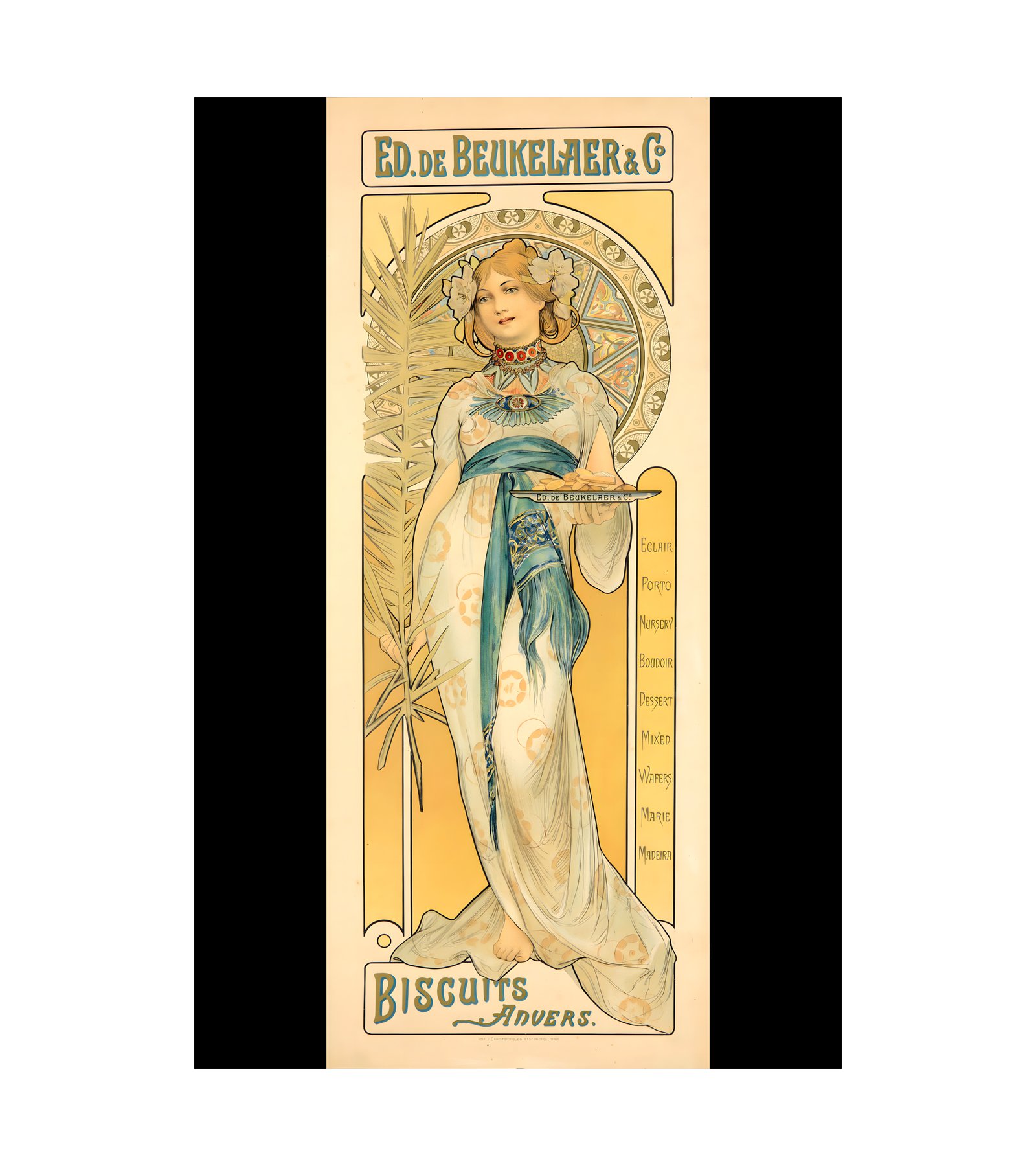 1900 ALPHONSE MUCHA  - Ed. de Beukelaer - Biscuits - Imp. F. Champenois, Paris ca. 