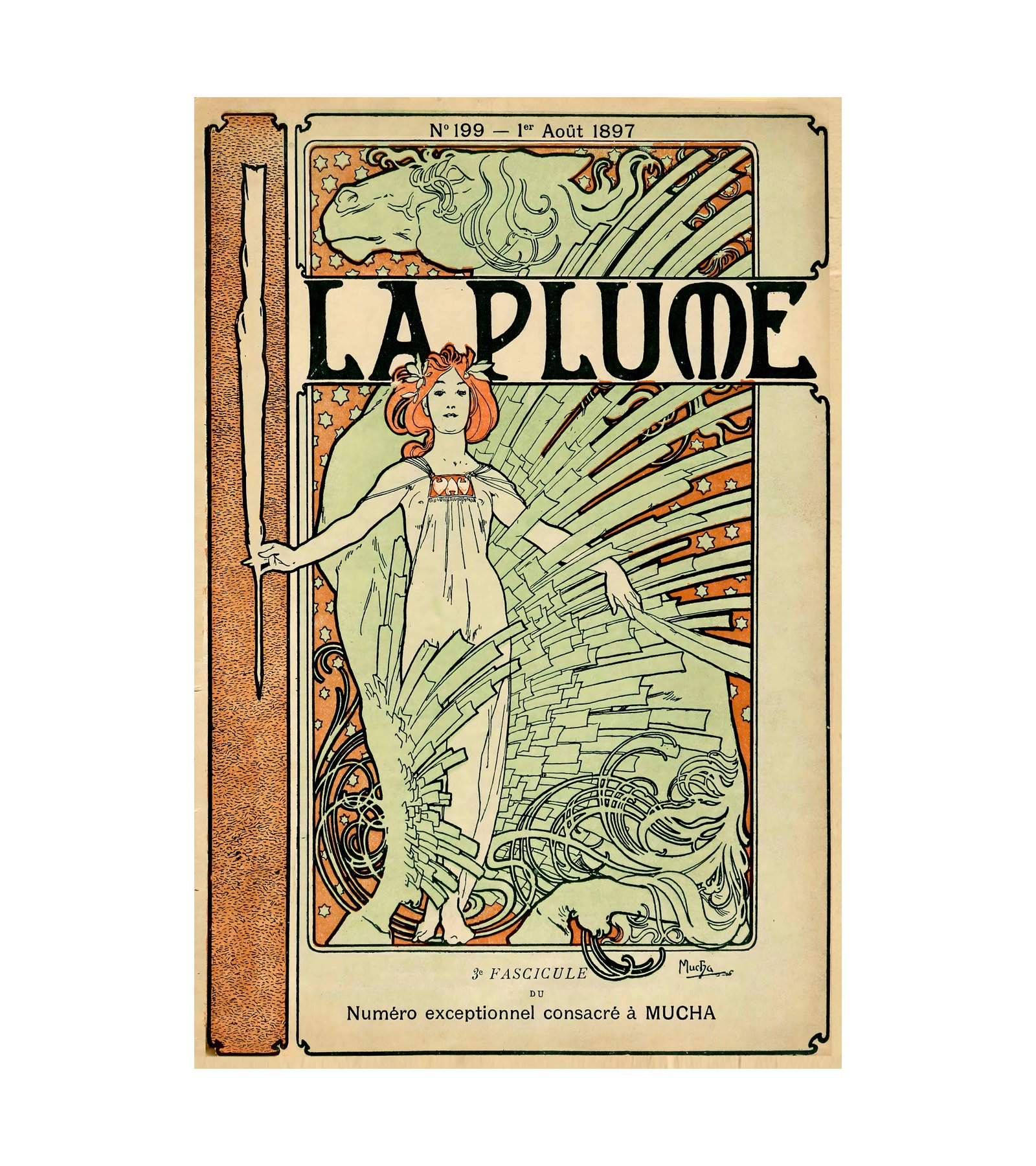 1897 ALPHONSE MUCHA (1860-1939) La Plume - Imp. de Vaugirard, Paris 