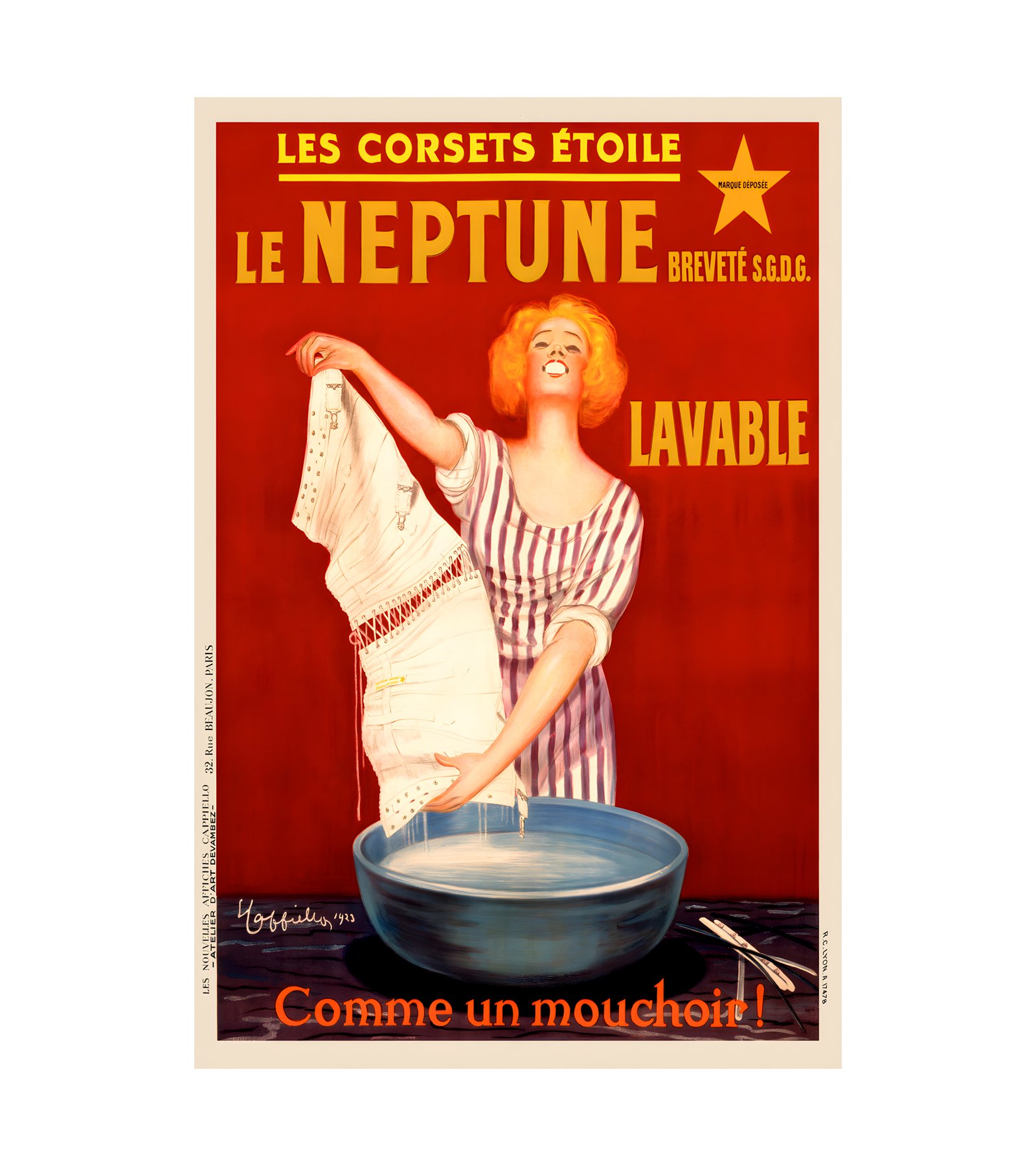 1923 Les Corsets Etoile Le Neptune Lavable by Cappiello 