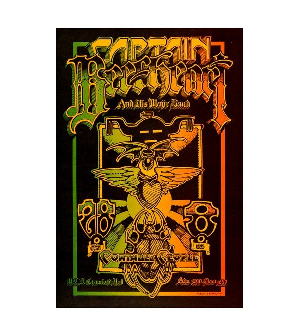 1967 Captain Beefheart Crawford Hall Concert Poster AOR 