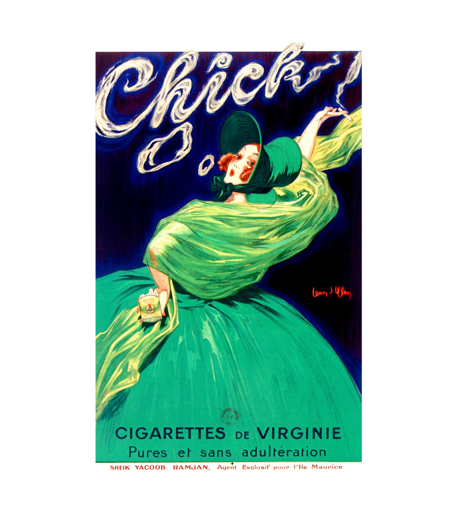 1925 Chick cigarettes de Virginie pures et sans adulteration Jean d'Ylen (French, 1886-1938)