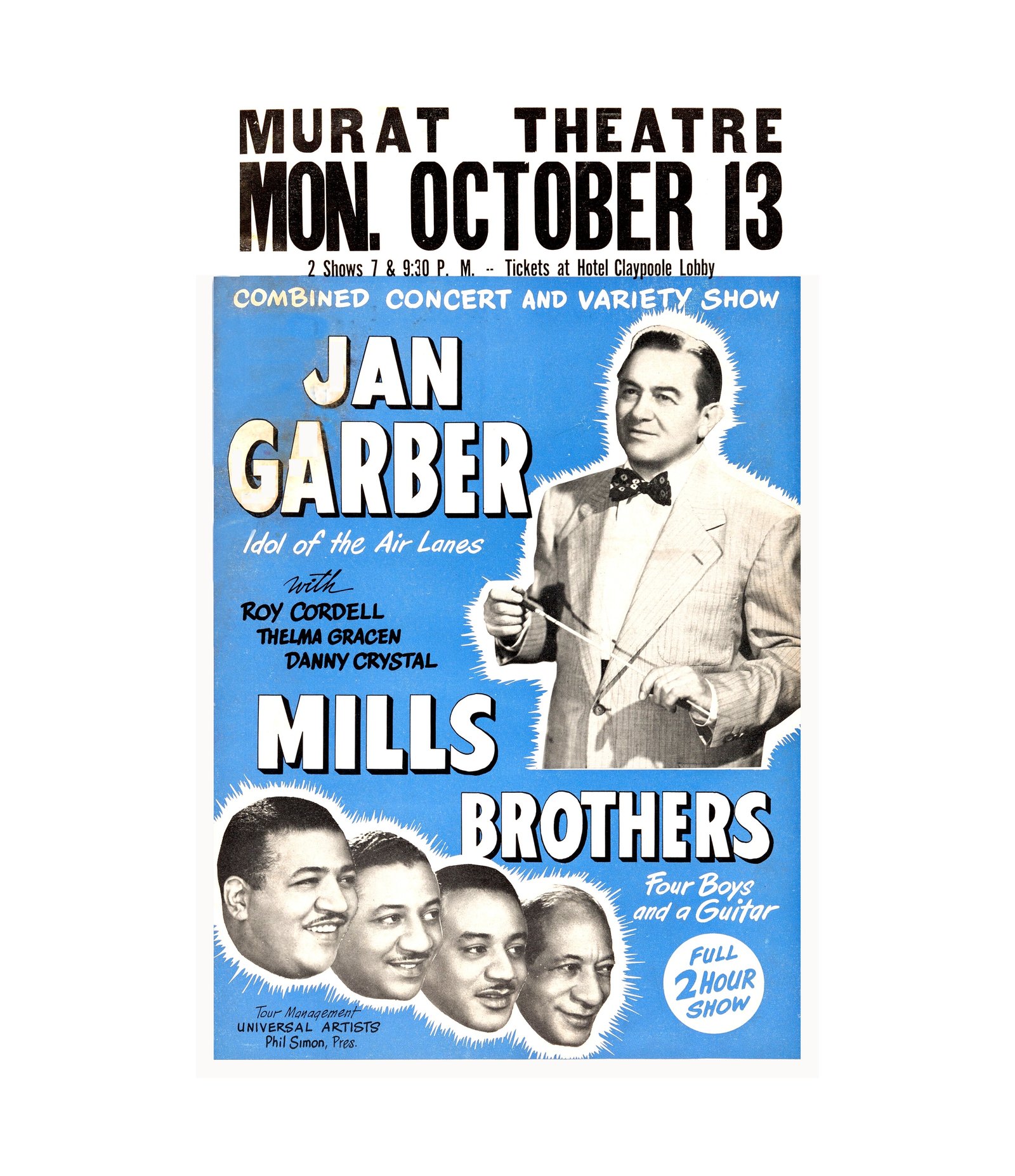 1950 Mills Brothers Murat Theatre Extremely Rare. 