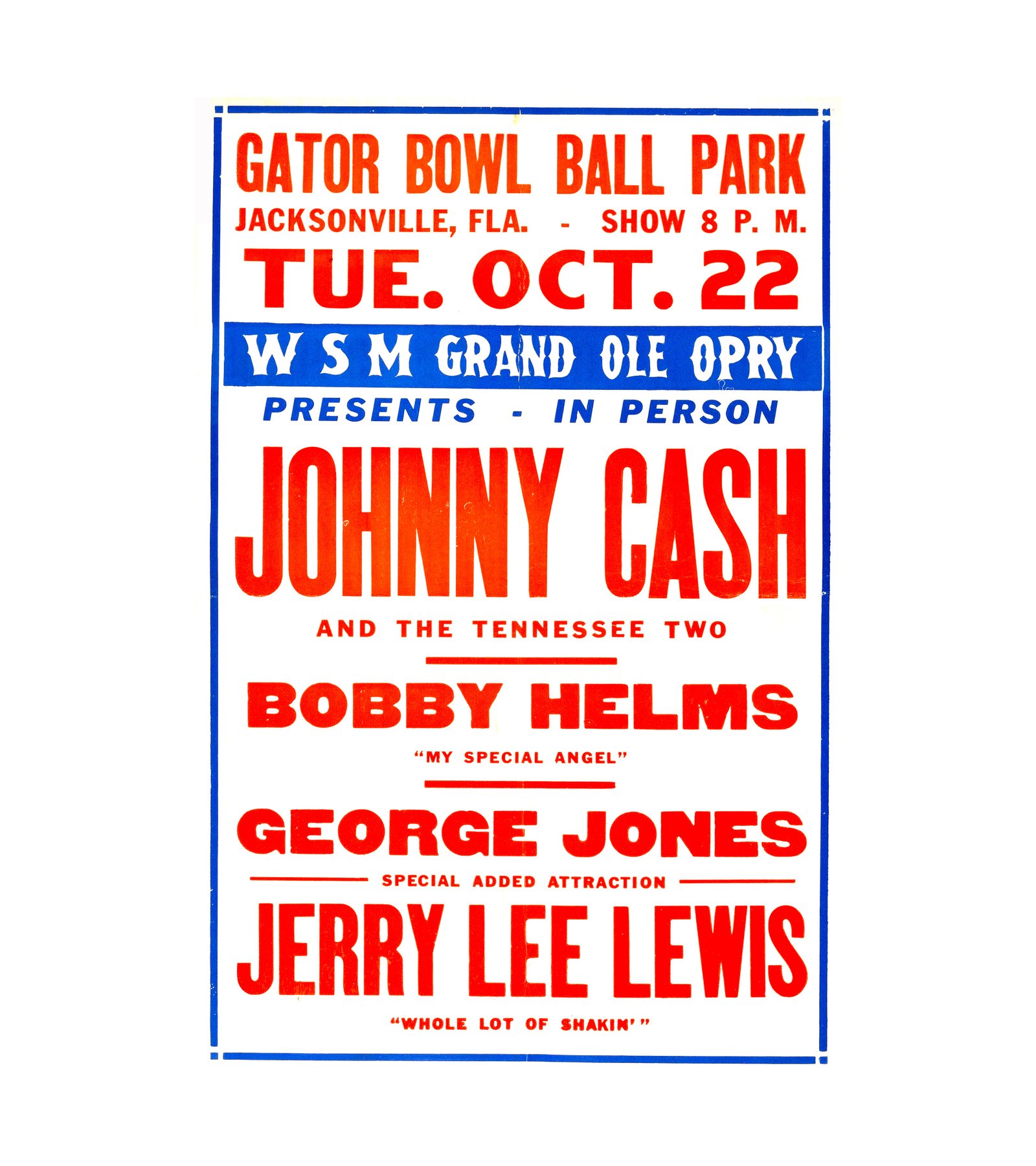 1957 George Jones, Johnny Cash, Jerry Lee Lewis, Gator Bowl Park 